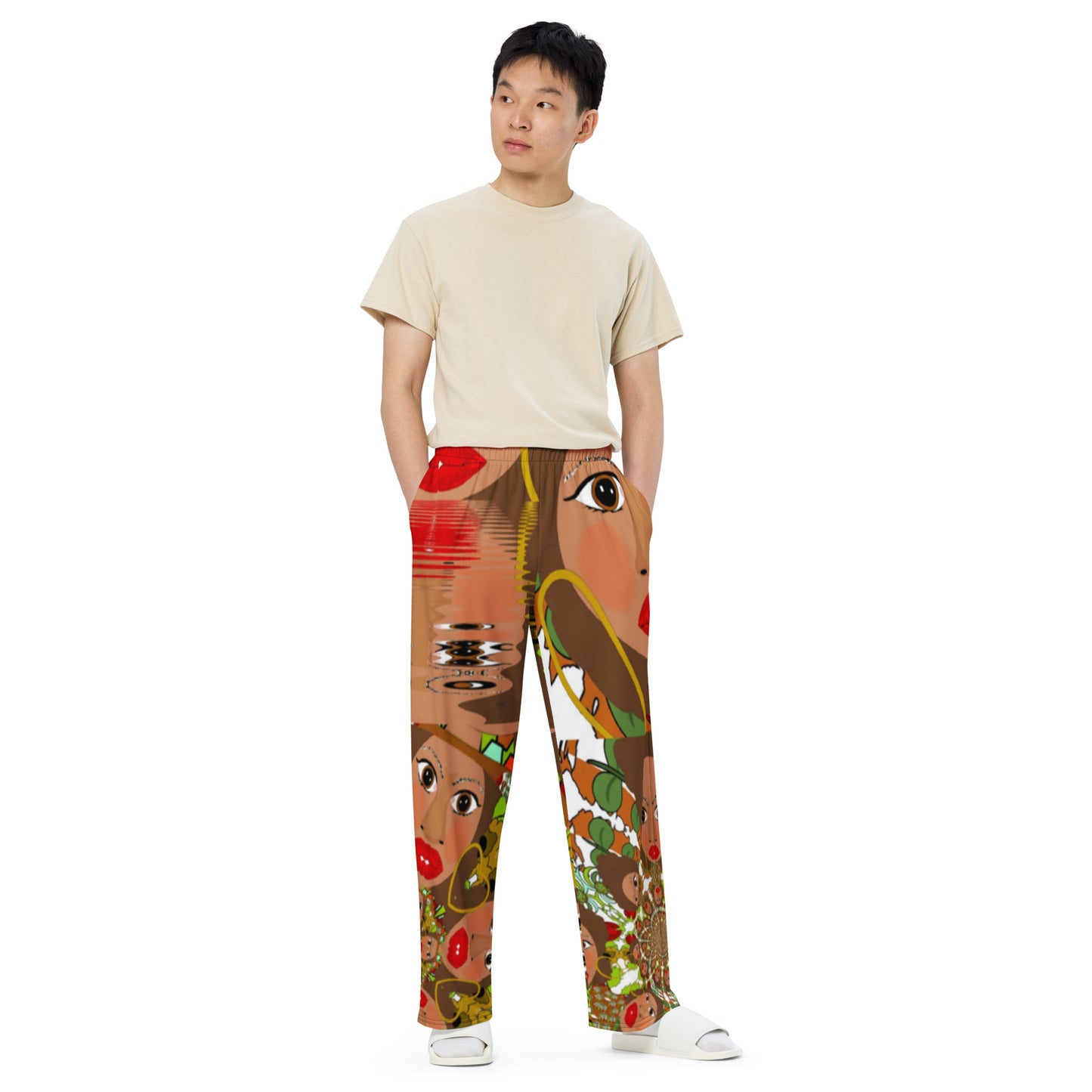 All-over print unisex wide-leg pants