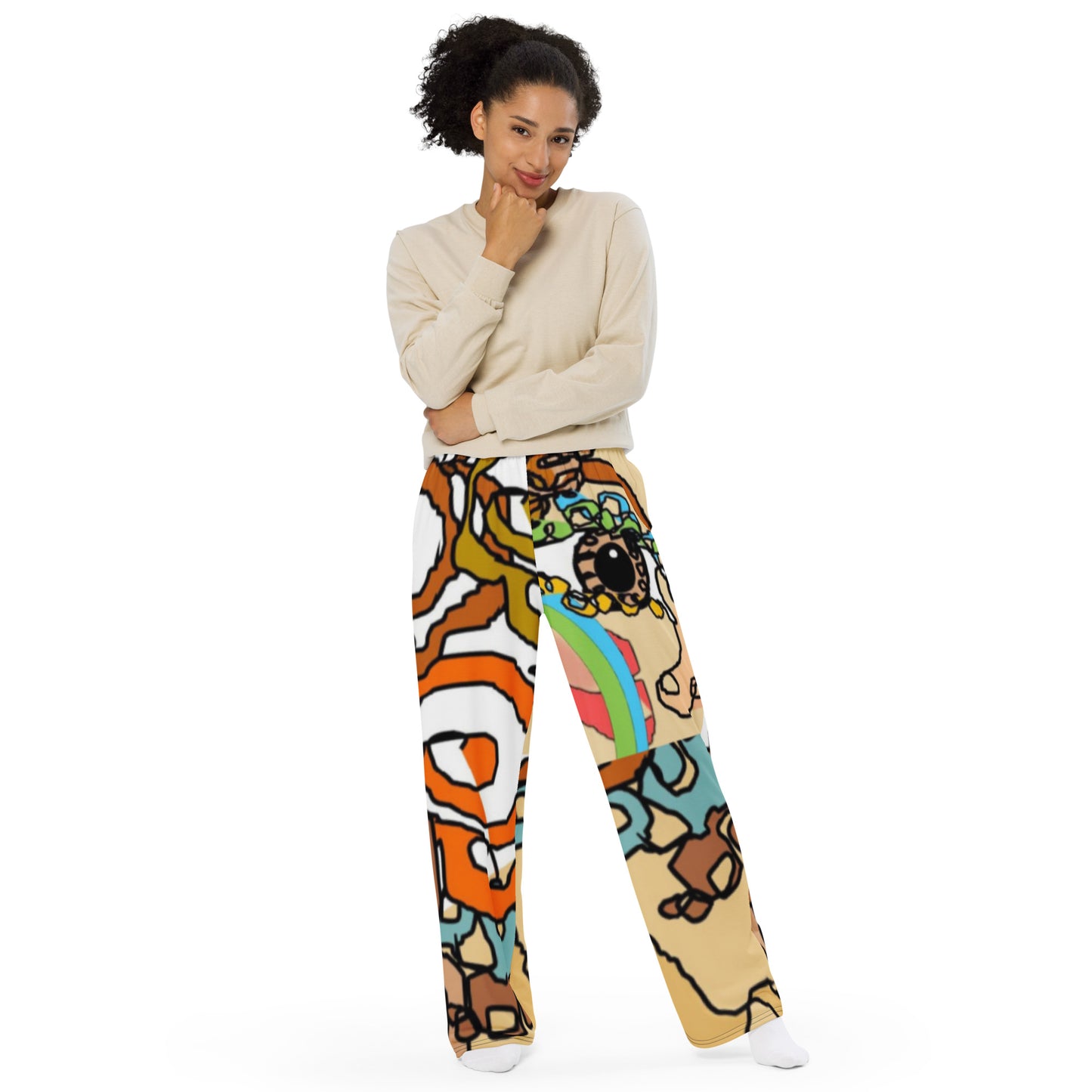 All-over print unisex wide-leg pants