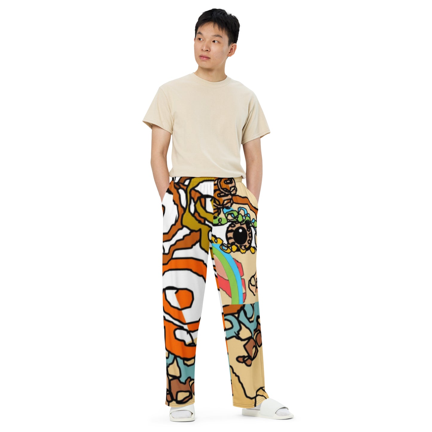 All-over print unisex wide-leg pants