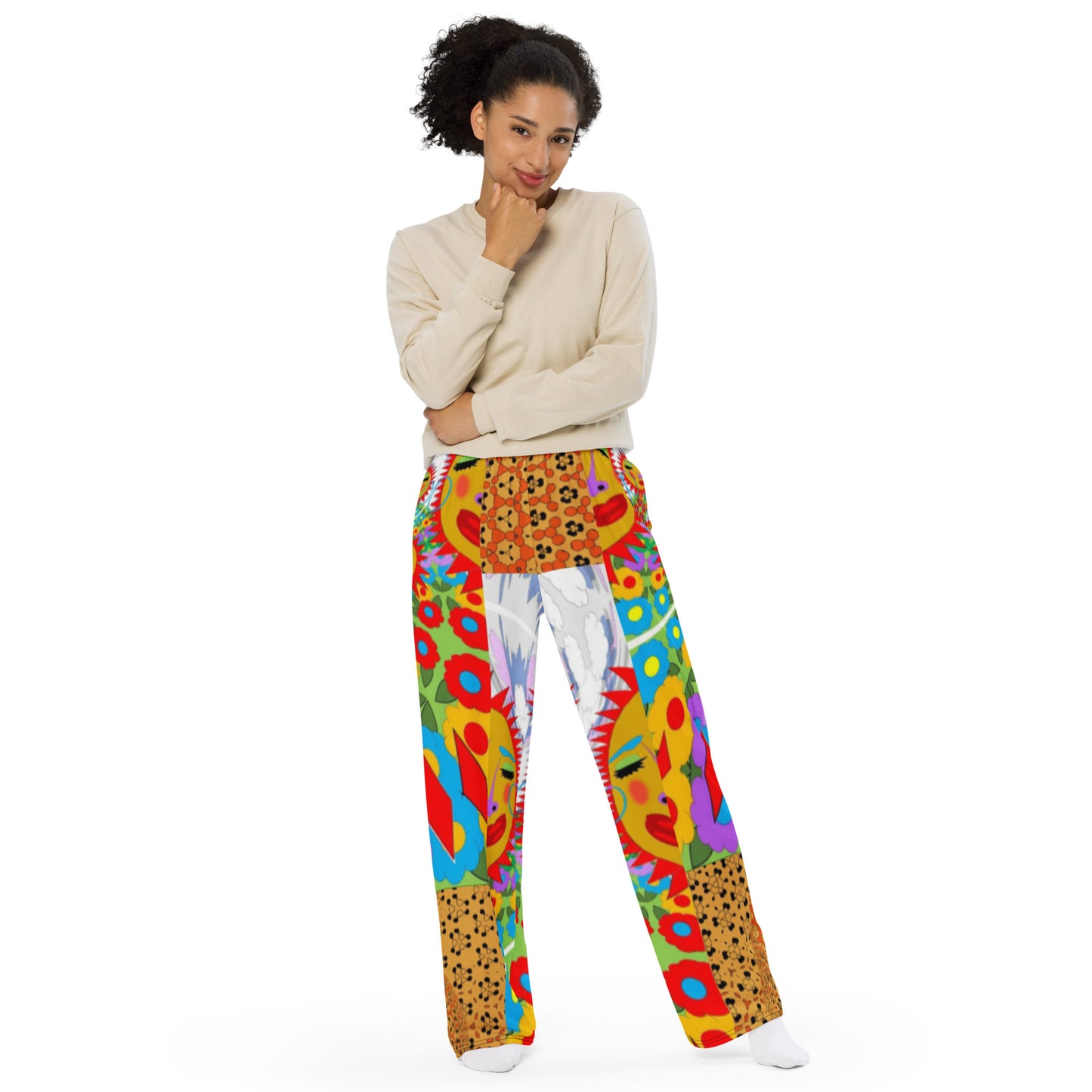 All-over print unisex wide-leg pants