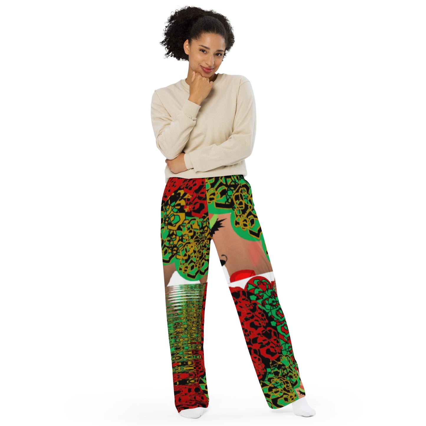 All-over print unisex wide-leg pants