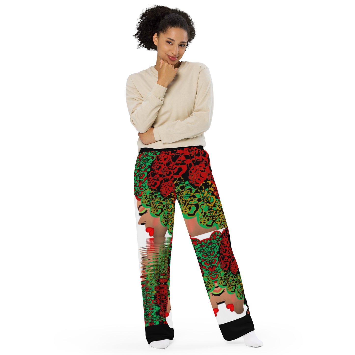 All-over print unisex wide-leg pants