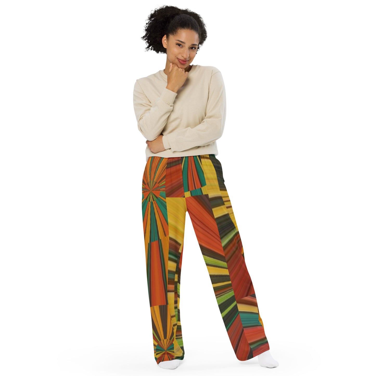 All-over print unisex wide-leg pants