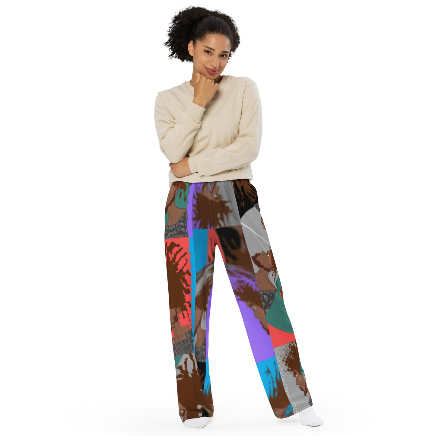 All-over print unisex wide-leg pants