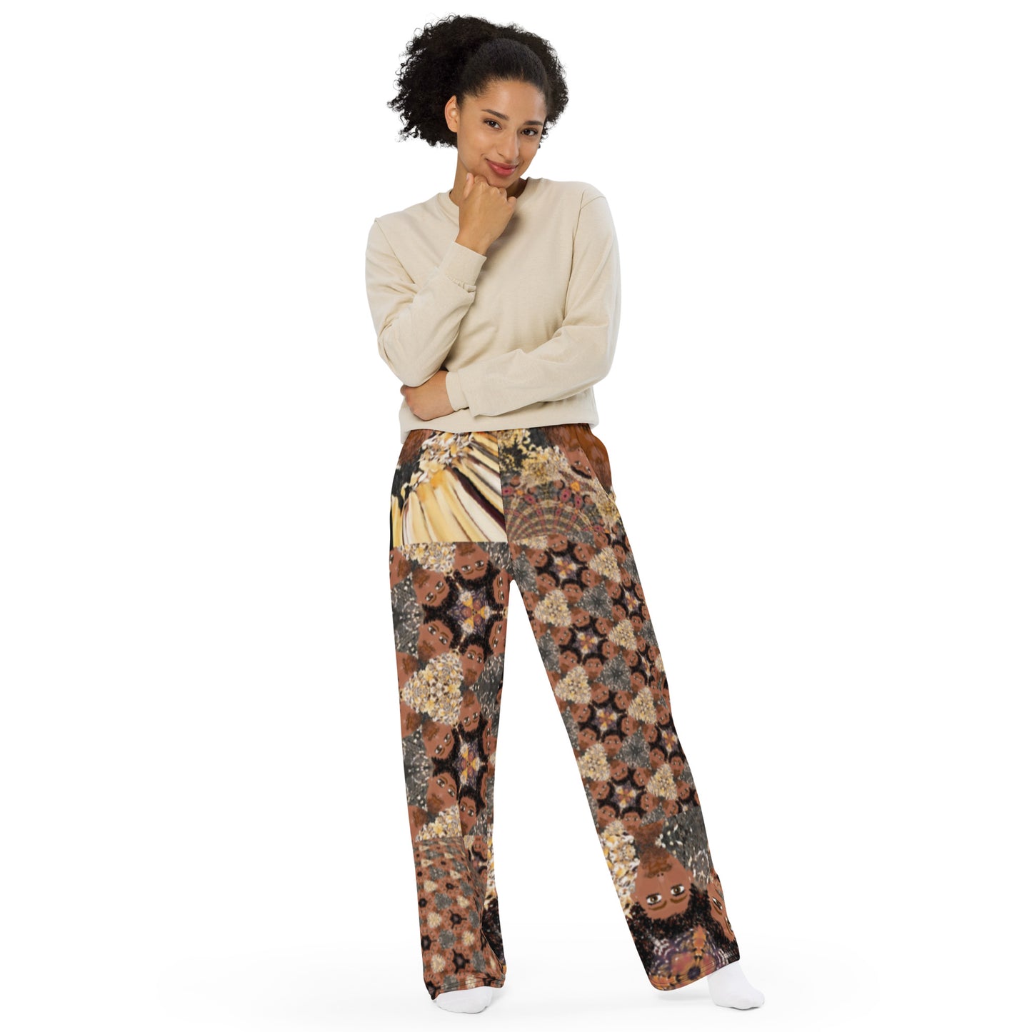 All-over print unisex wide-leg pants