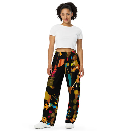 All-over print unisex wide-leg pants