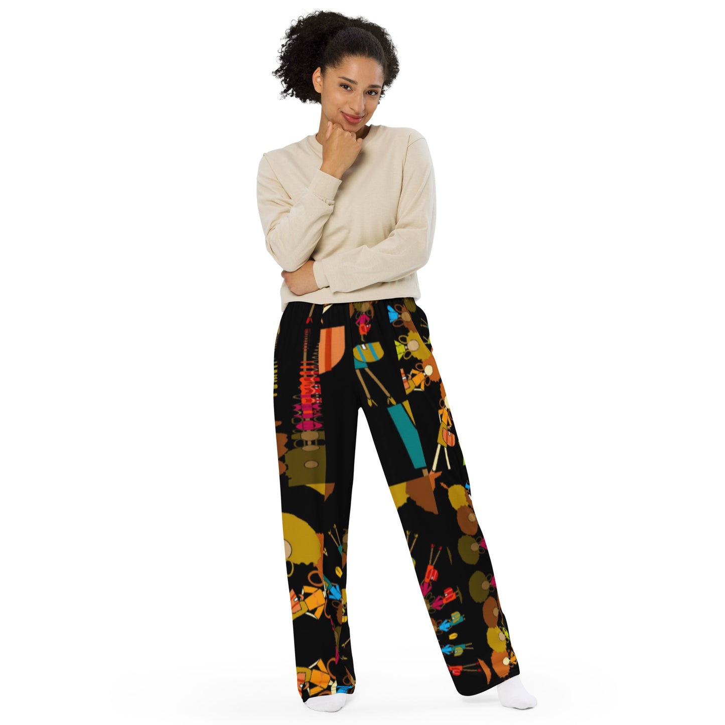 All-over print unisex wide-leg pants