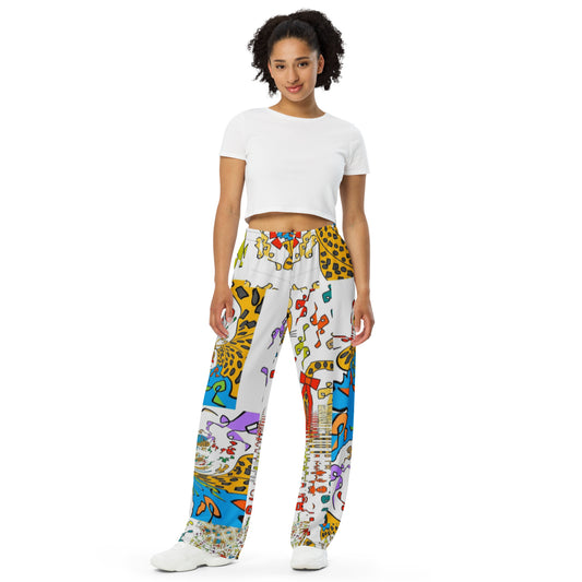 All-over print unisex wide-leg pants