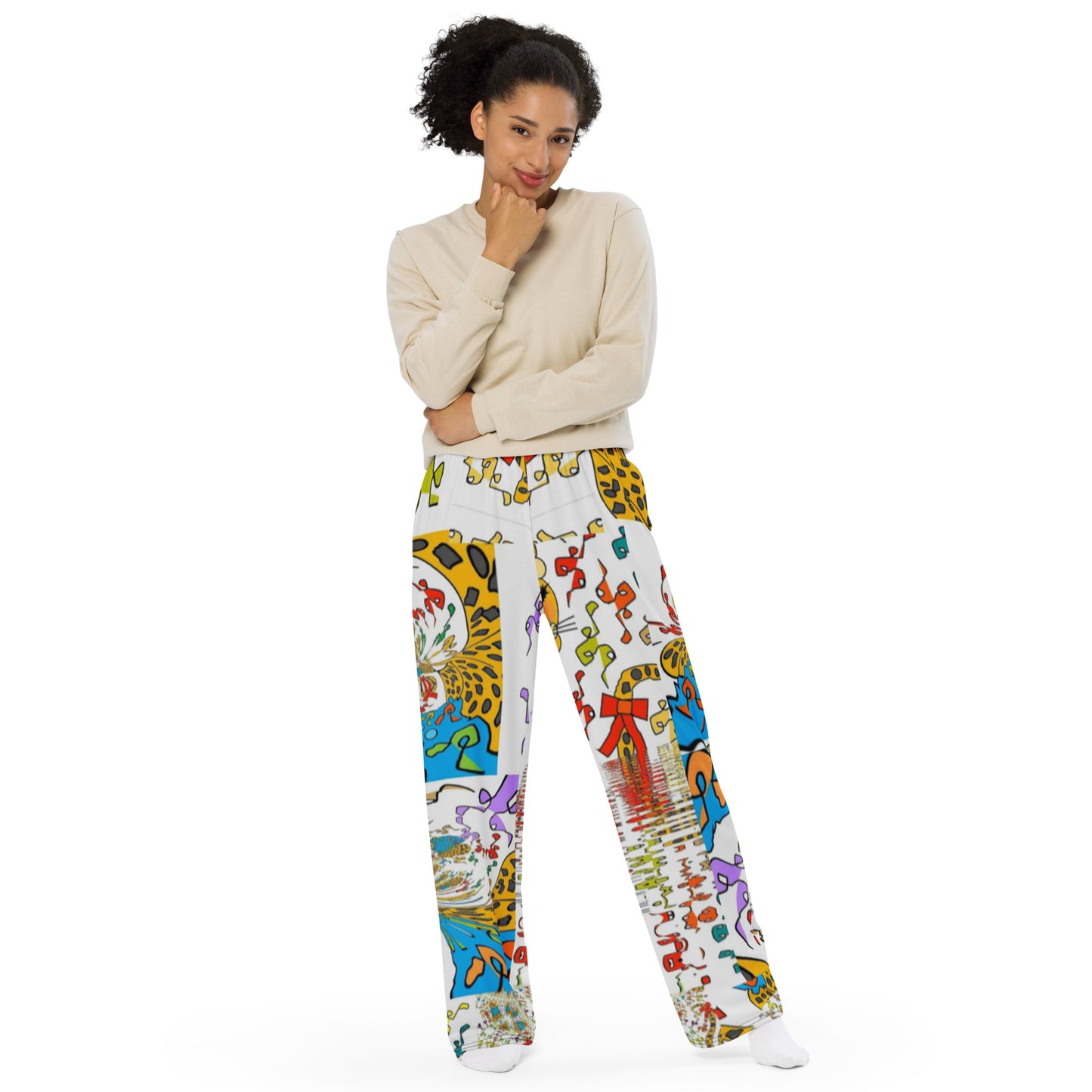 All-over print unisex wide-leg pants