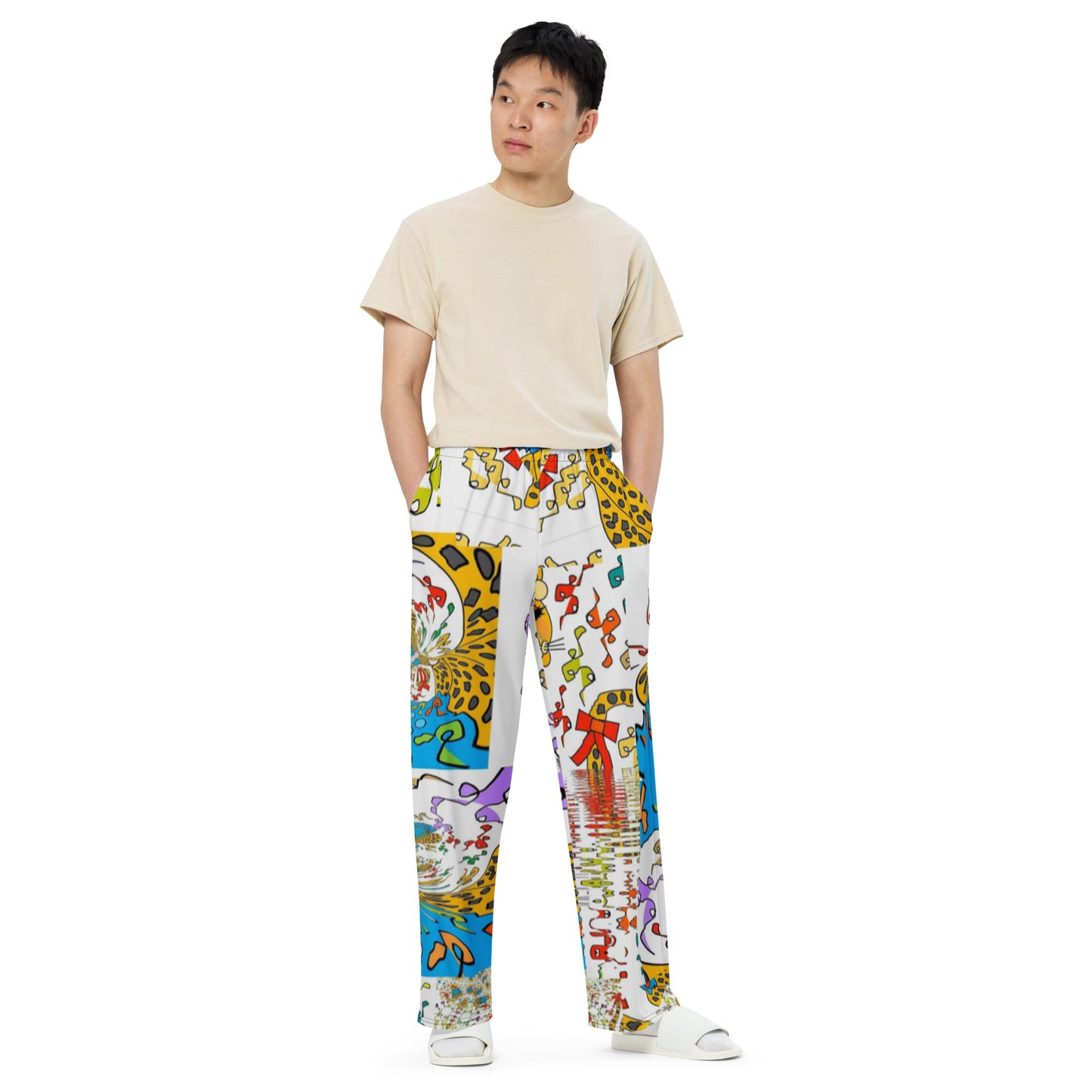 All-over print unisex wide-leg pants