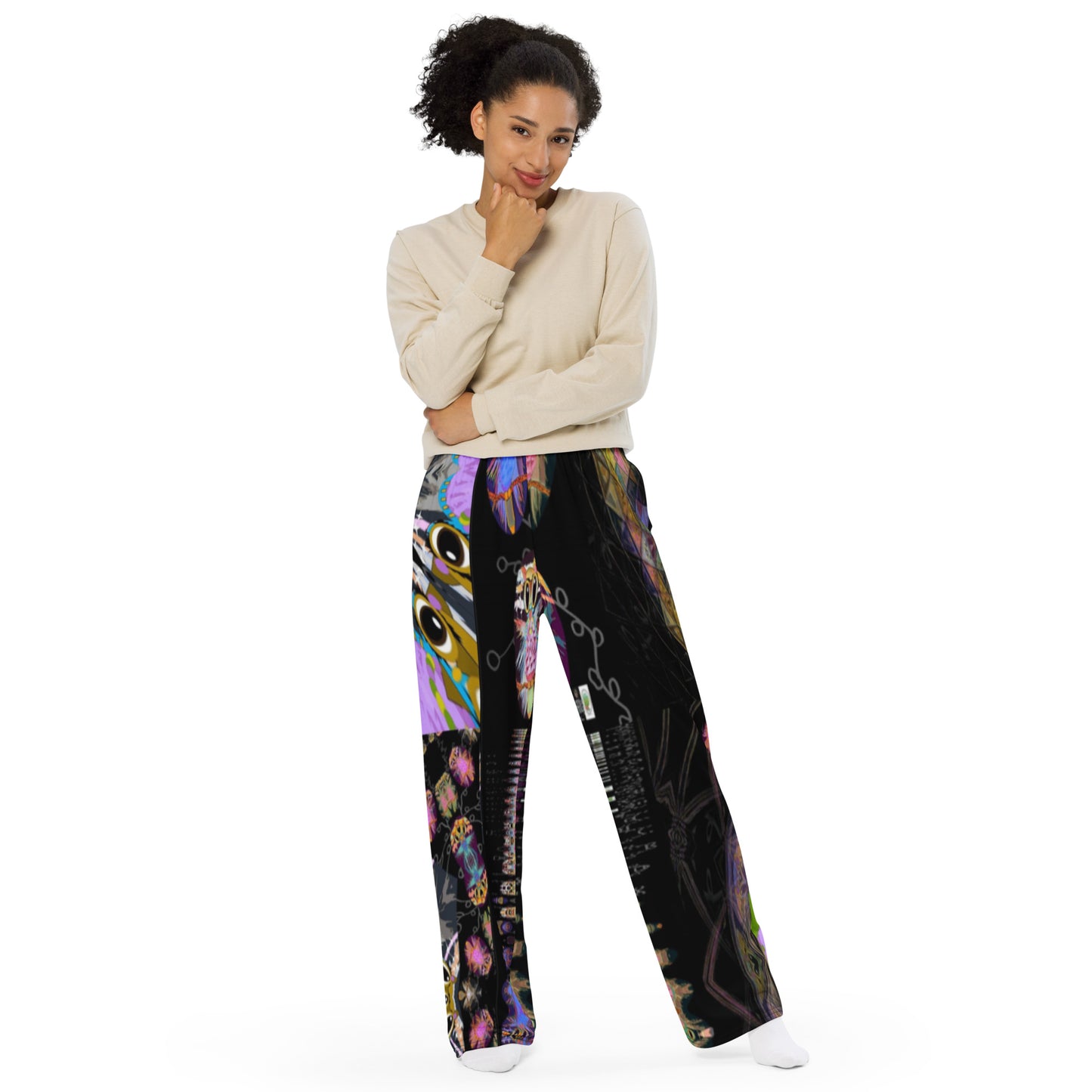 All-over print unisex wide-leg pants