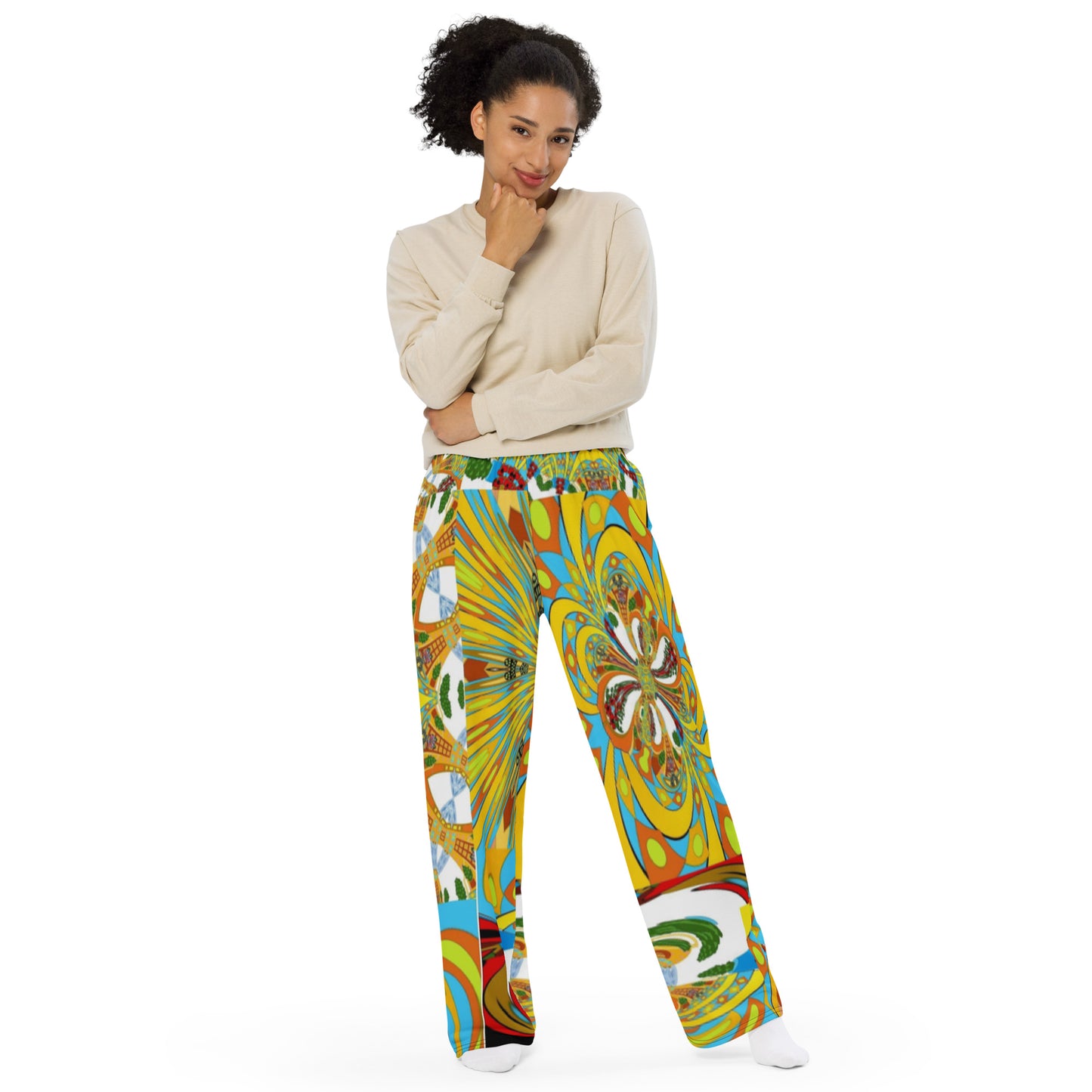 All-over print unisex wide-leg pants