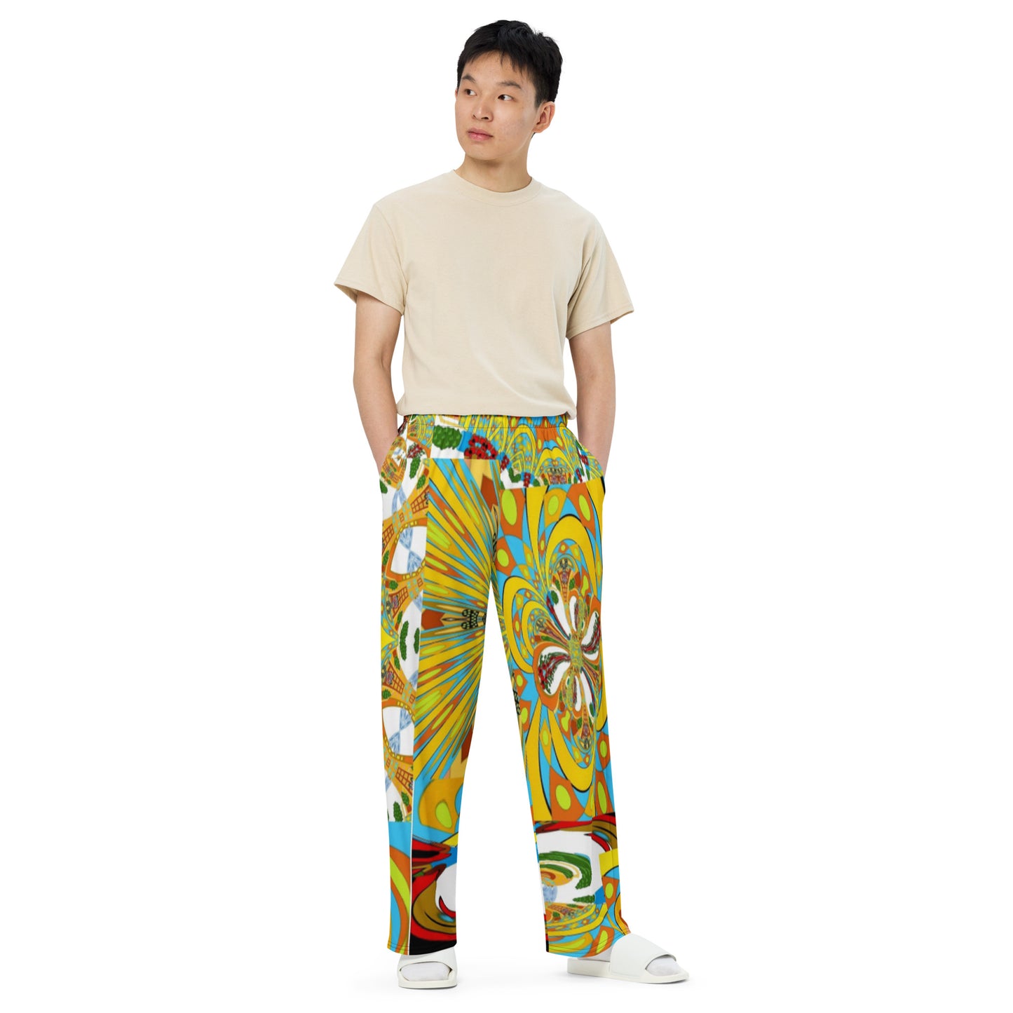 All-over print unisex wide-leg pants