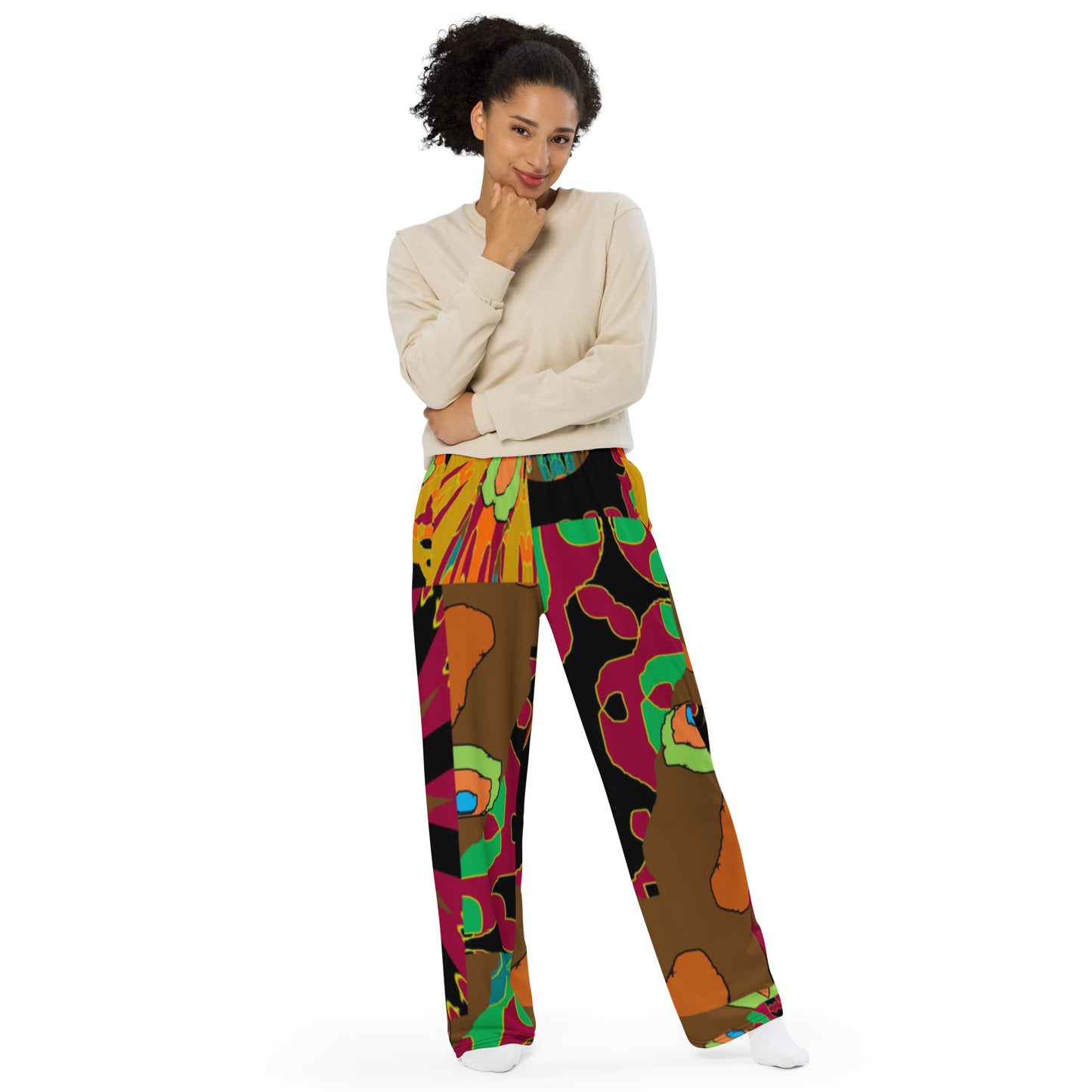 All-over print unisex wide-leg pants