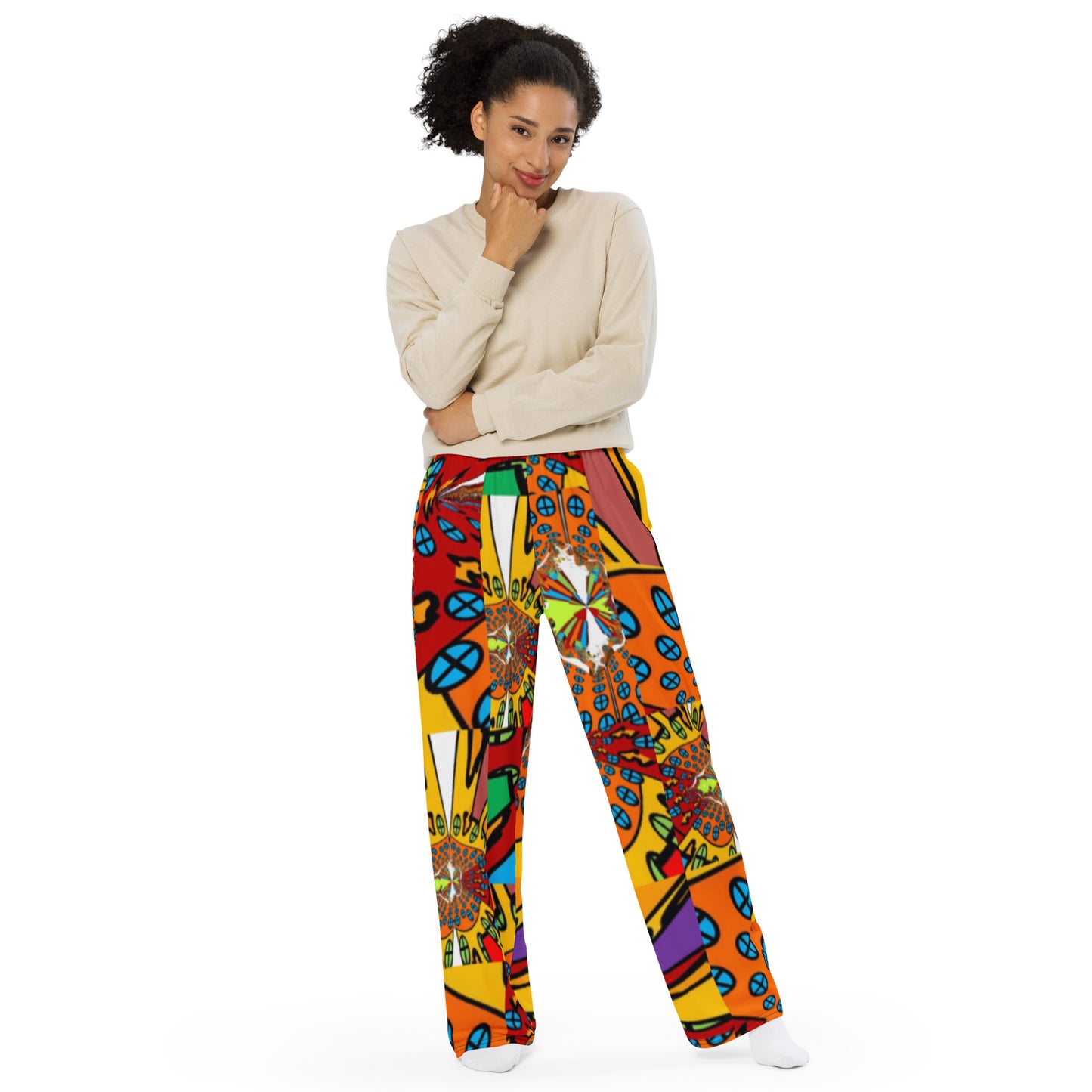 All-over print unisex wide-leg pants