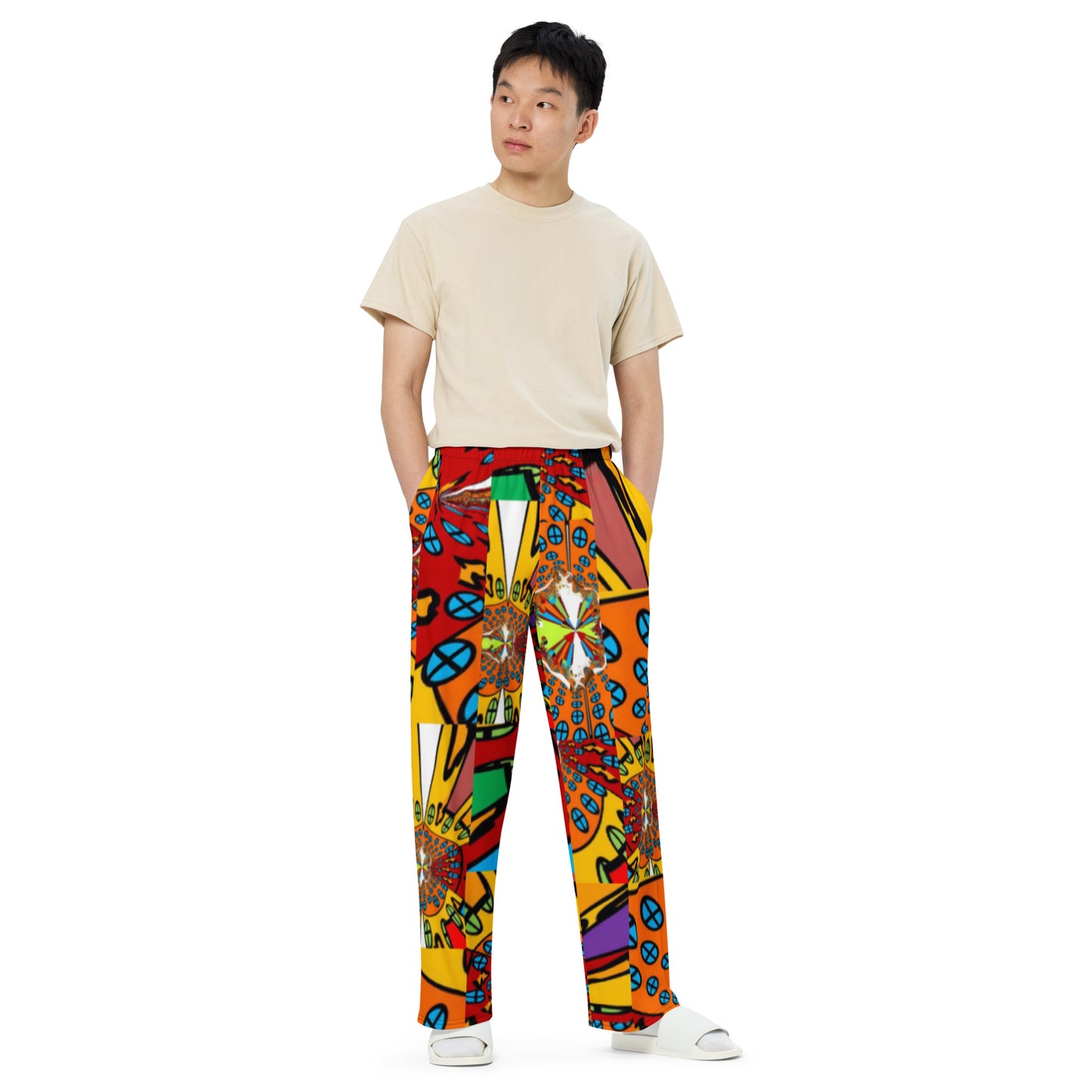 All-over print unisex wide-leg pants