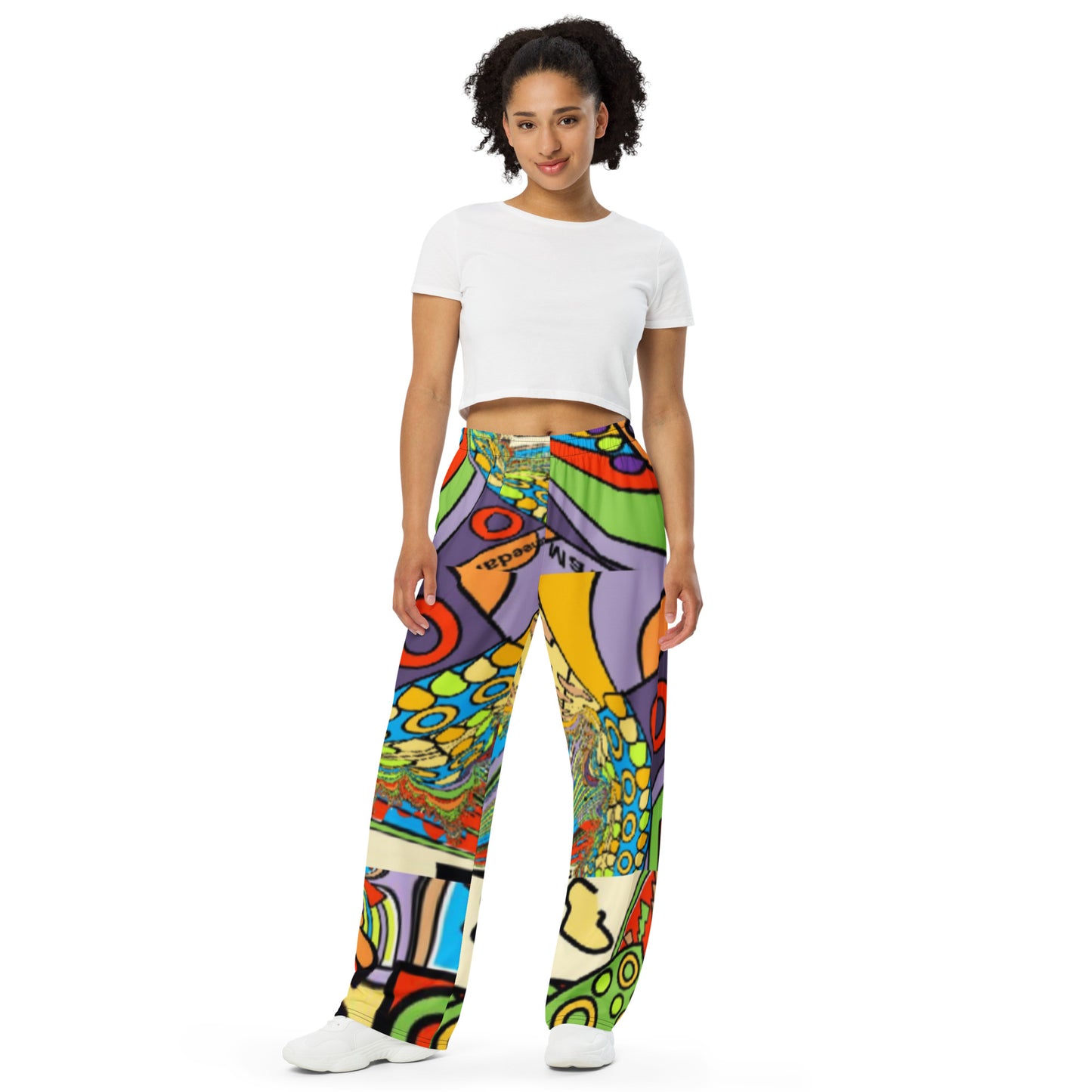 All-over print unisex wide-leg pants