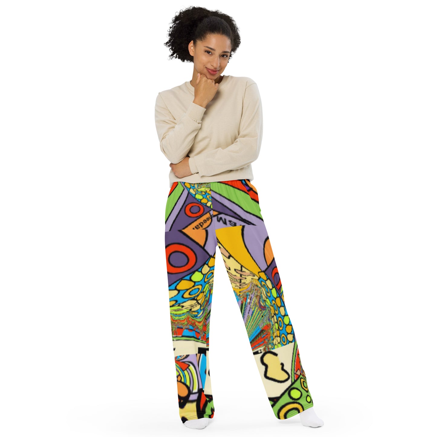 All-over print unisex wide-leg pants