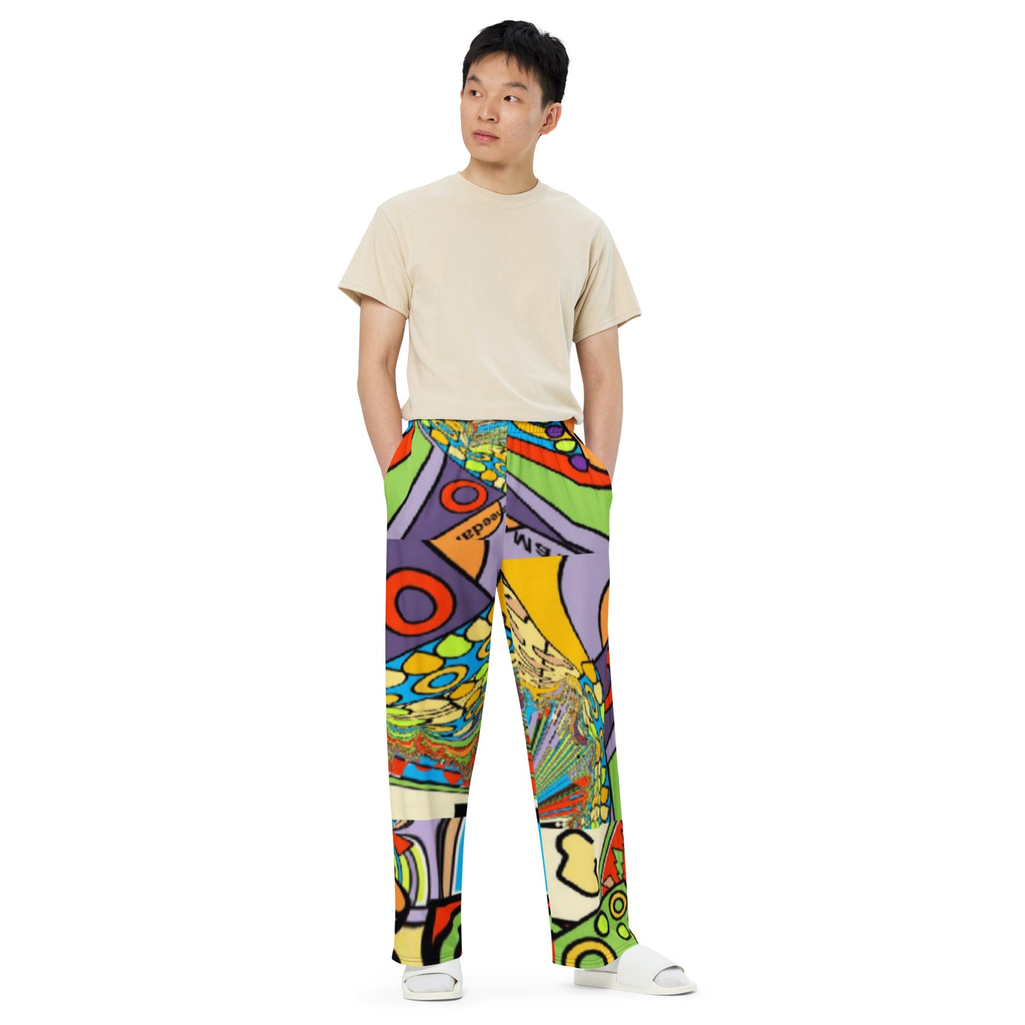 All-over print unisex wide-leg pants