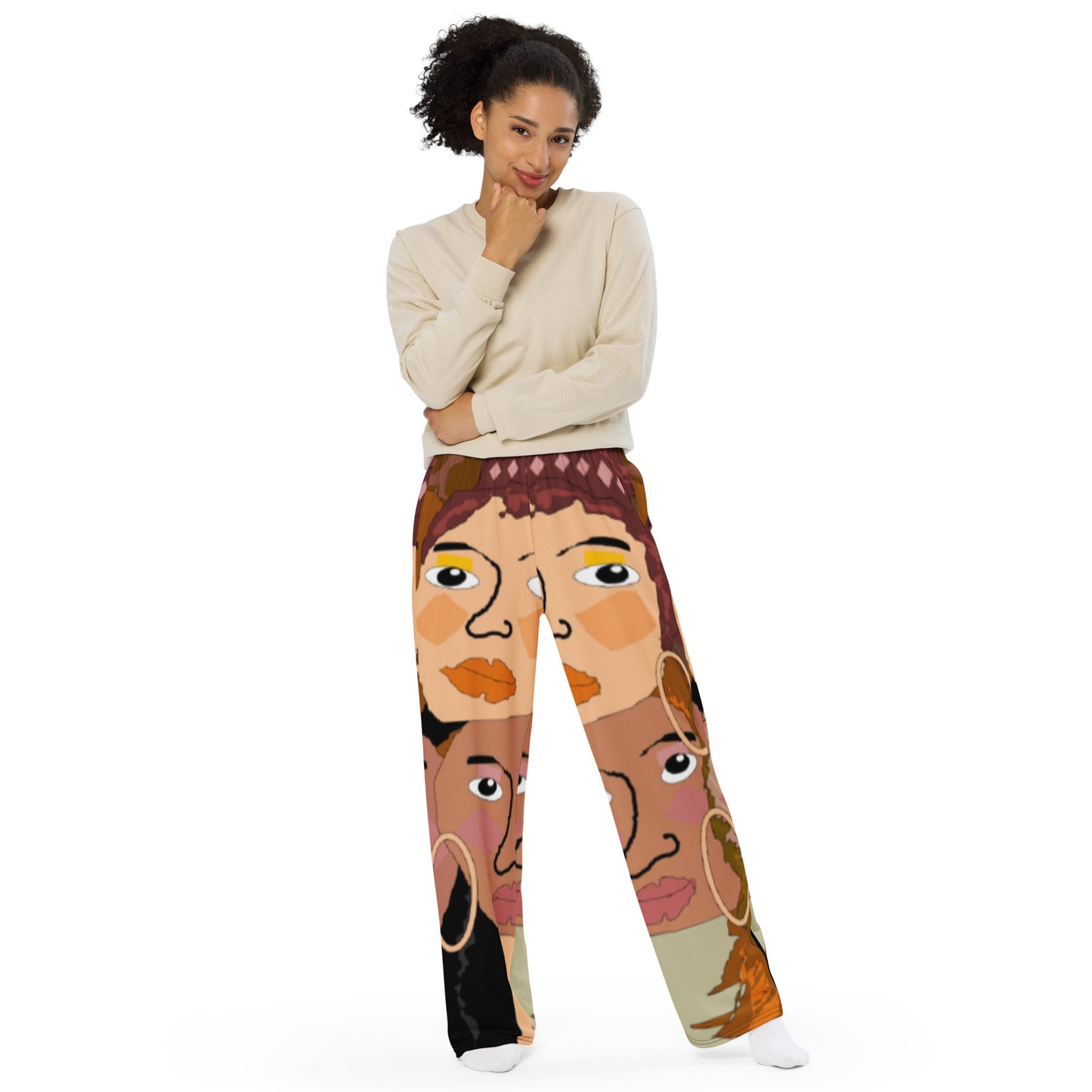 All-over print unisex wide-leg pants