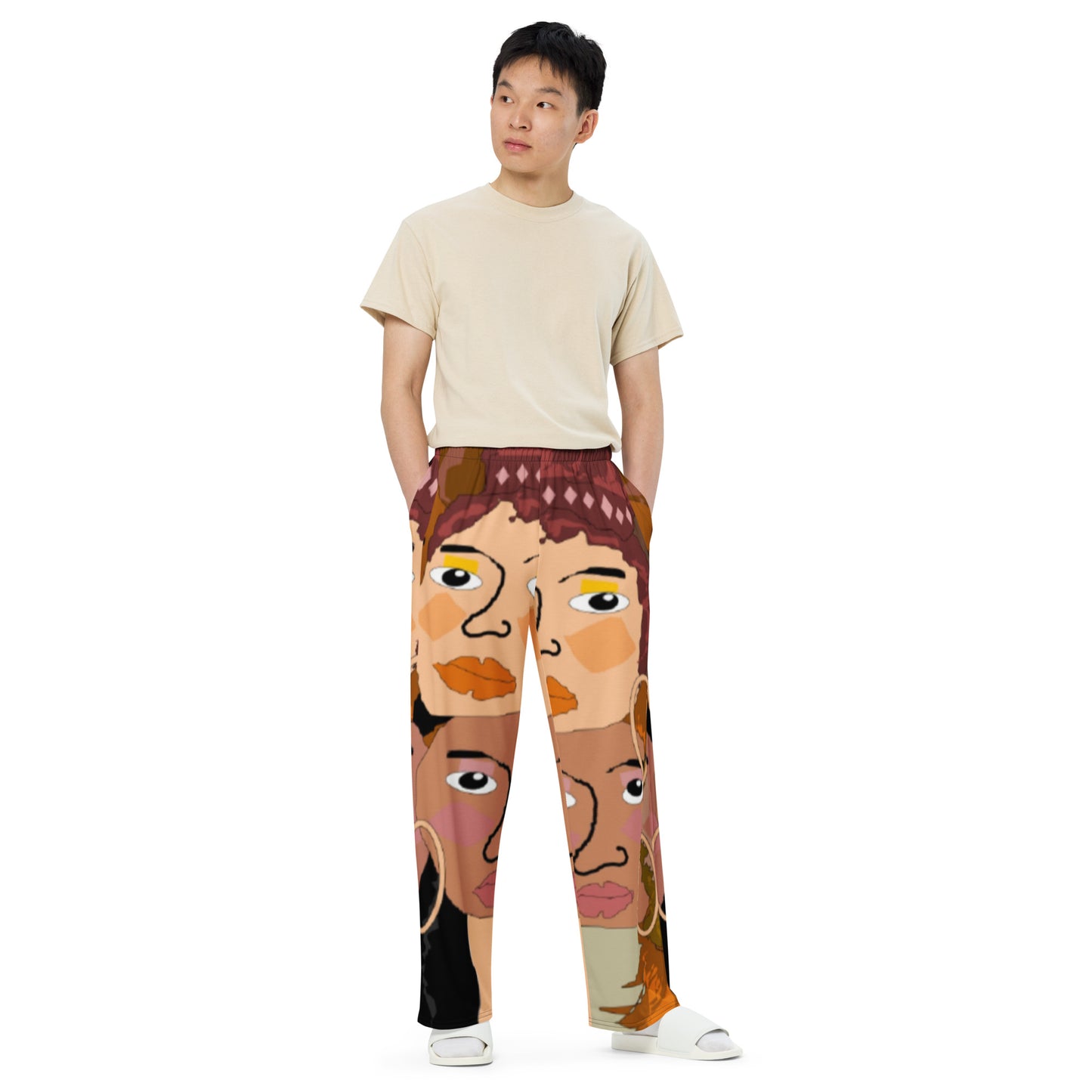 All-over print unisex wide-leg pants