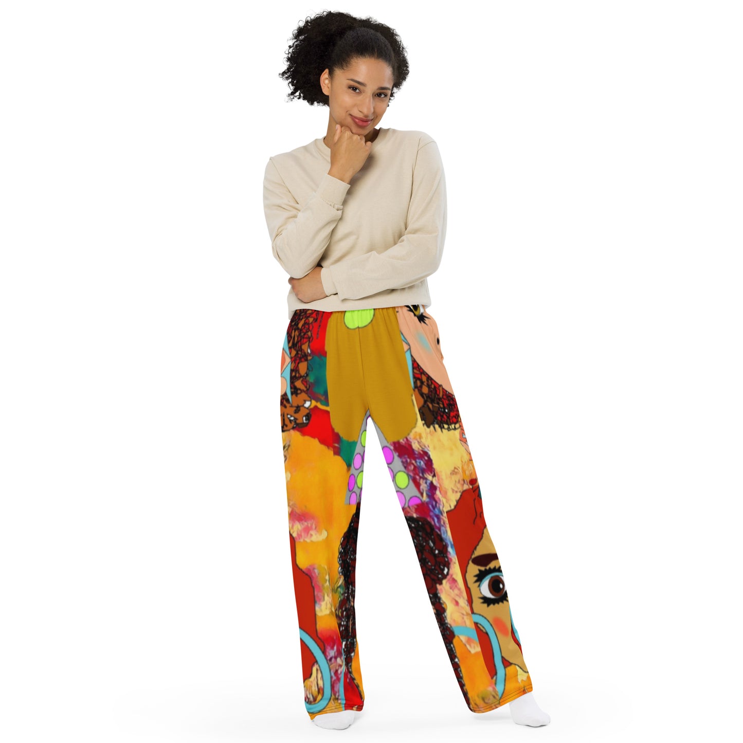 All-over print unisex wide-leg pants