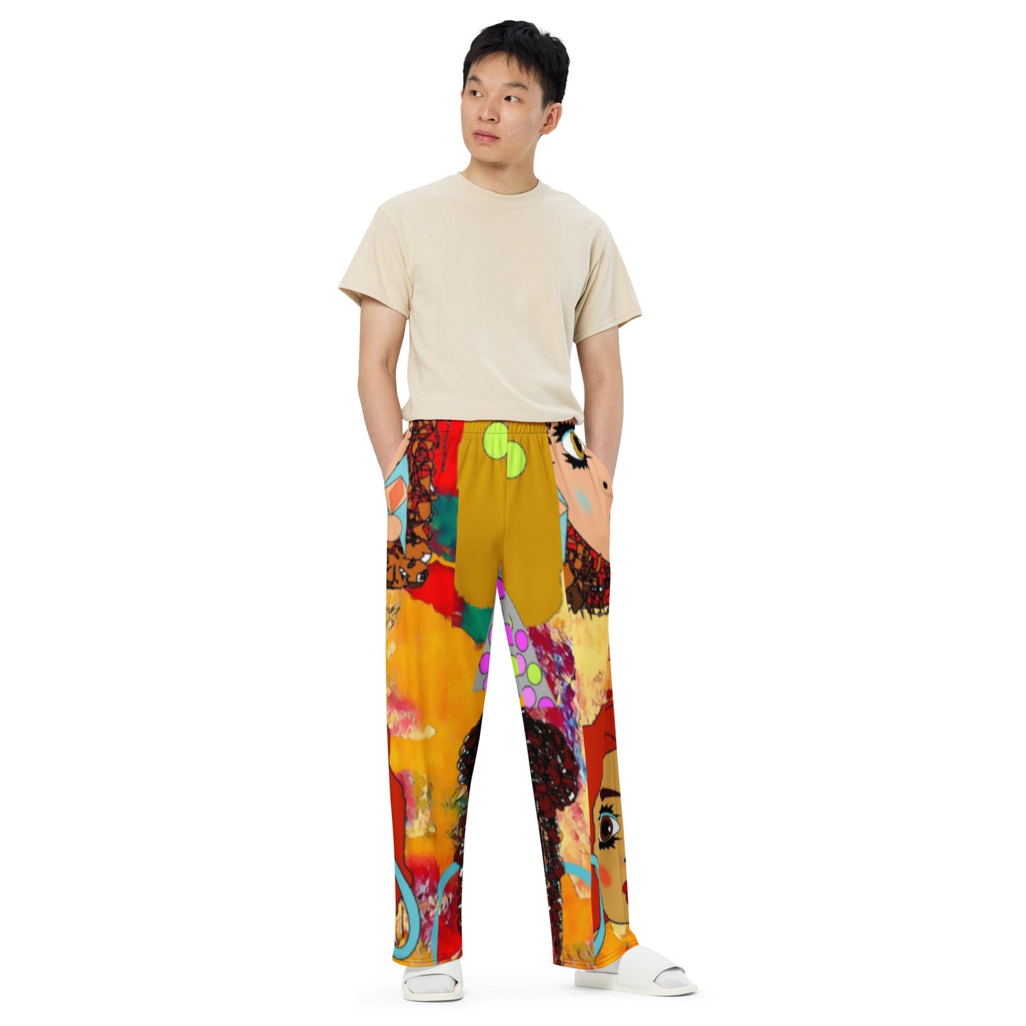 All-over print unisex wide-leg pants