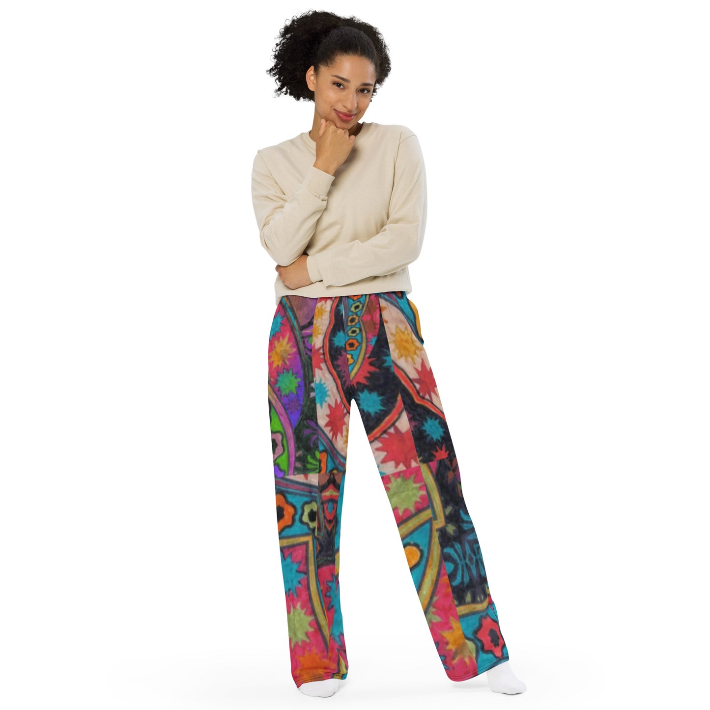 All-over print unisex wide-leg pants