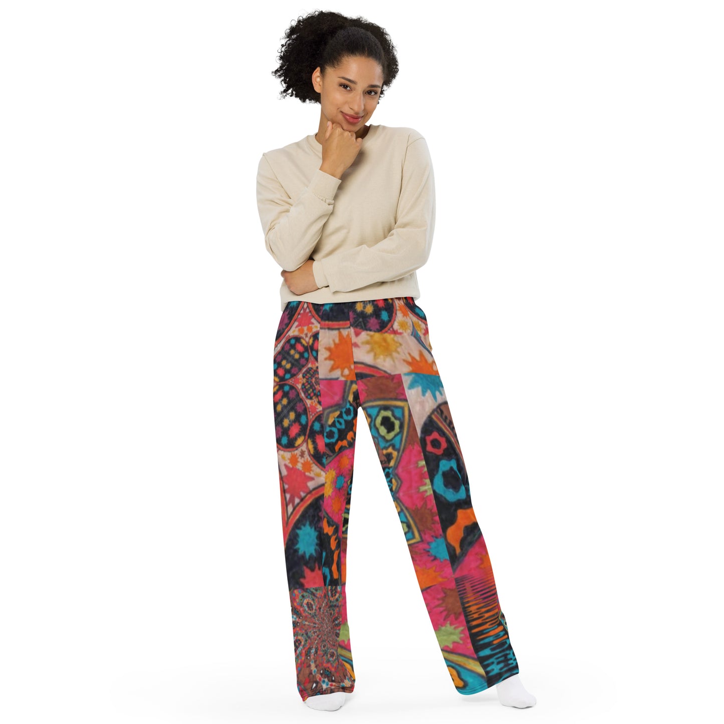 All-over print unisex wide-leg pants