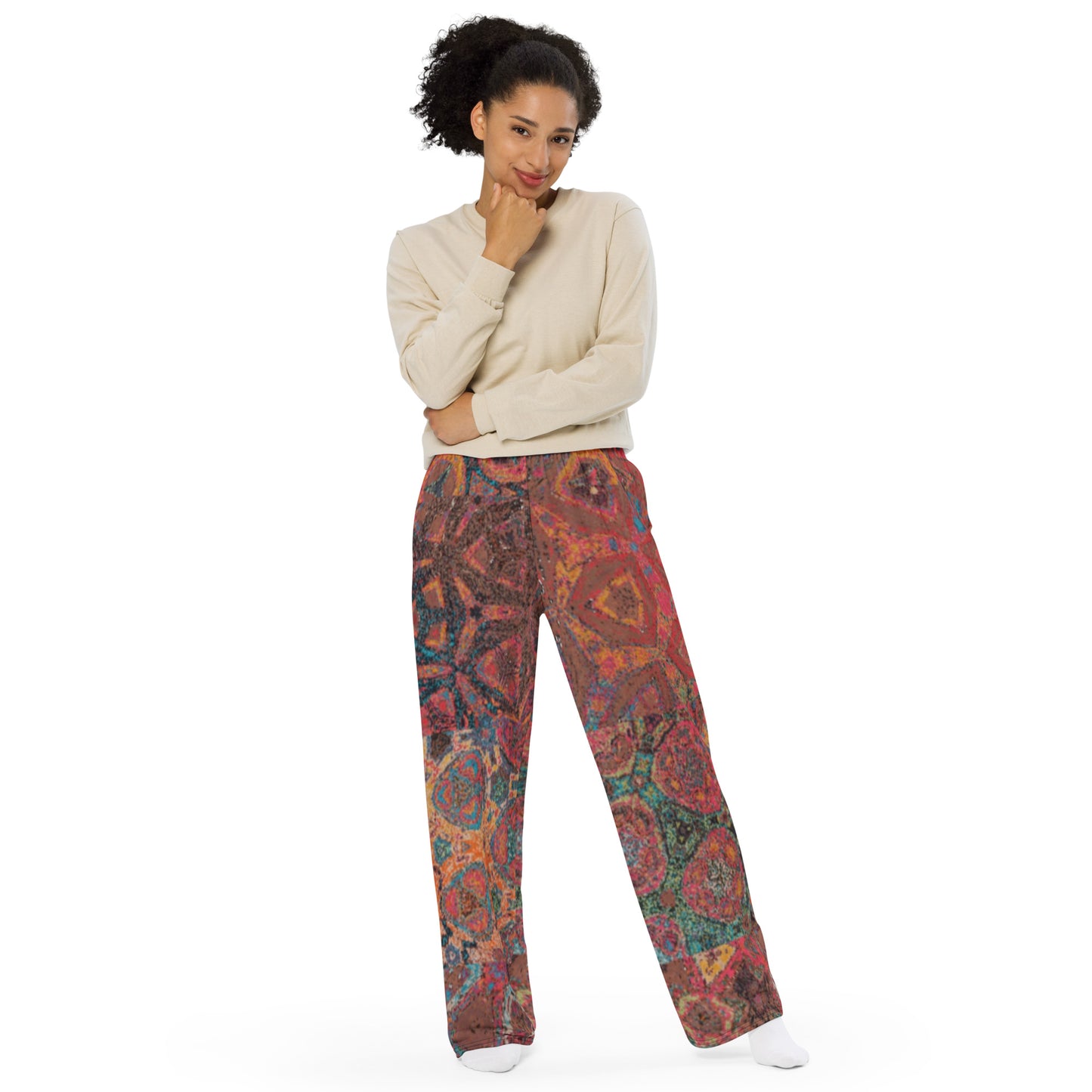 All-over print unisex wide-leg pants