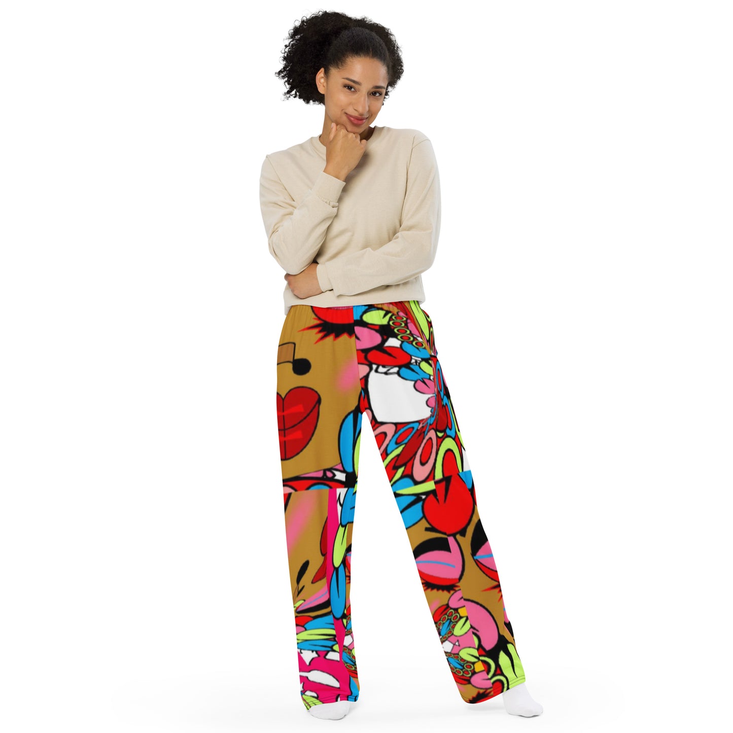 All-over print unisex wide-leg pants