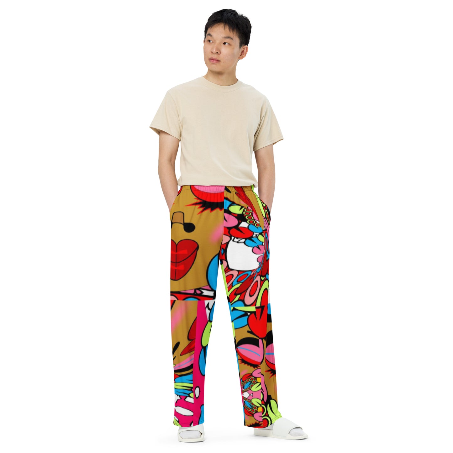 All-over print unisex wide-leg pants