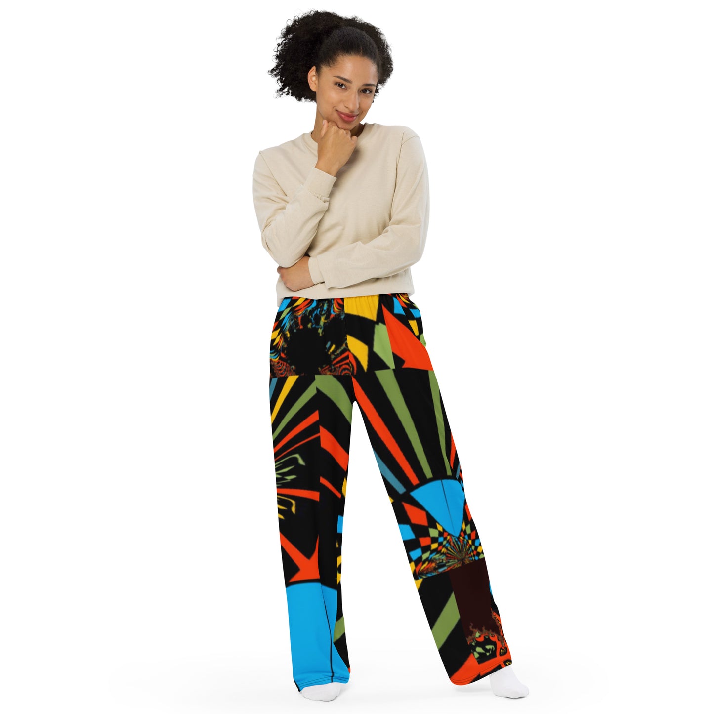 All-over print unisex wide-leg pants