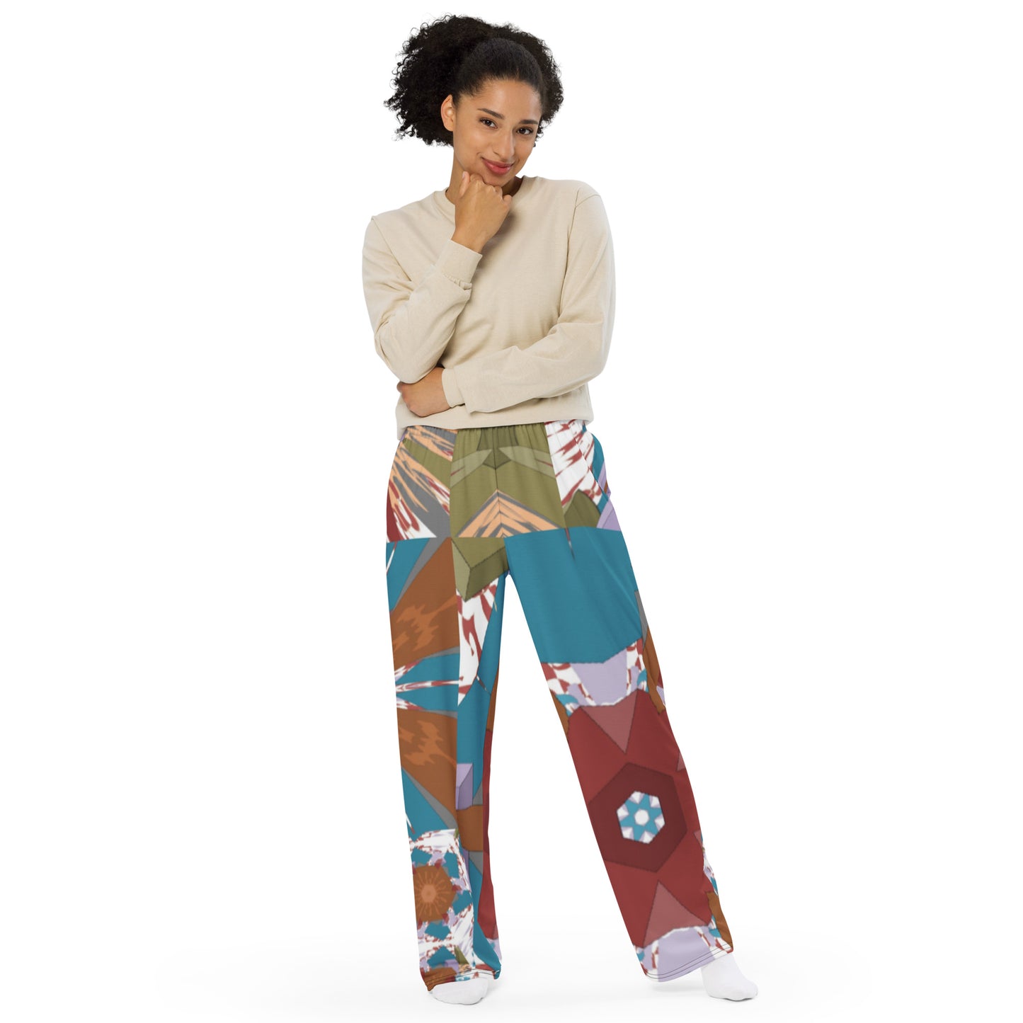 All-over print unisex wide-leg pants