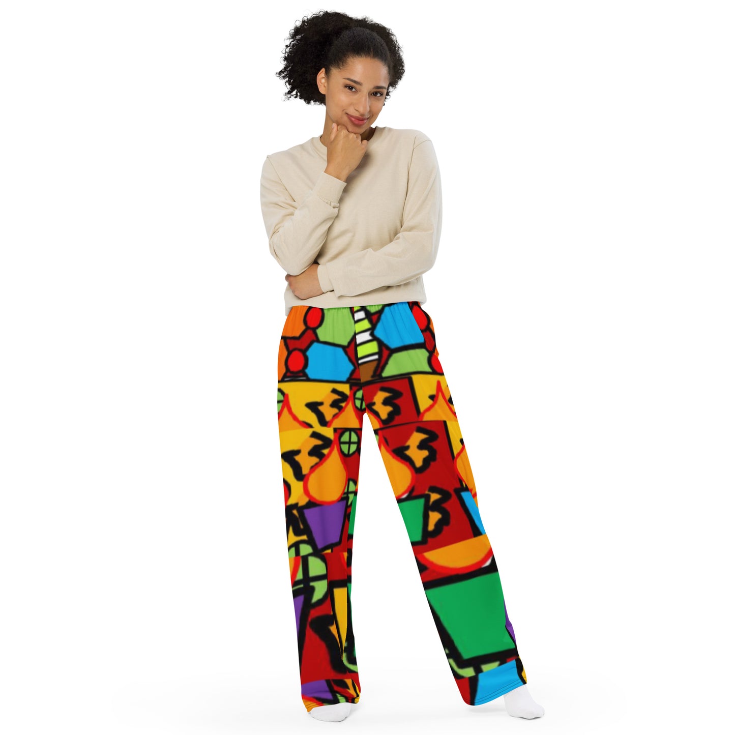 All-over print unisex wide-leg pants