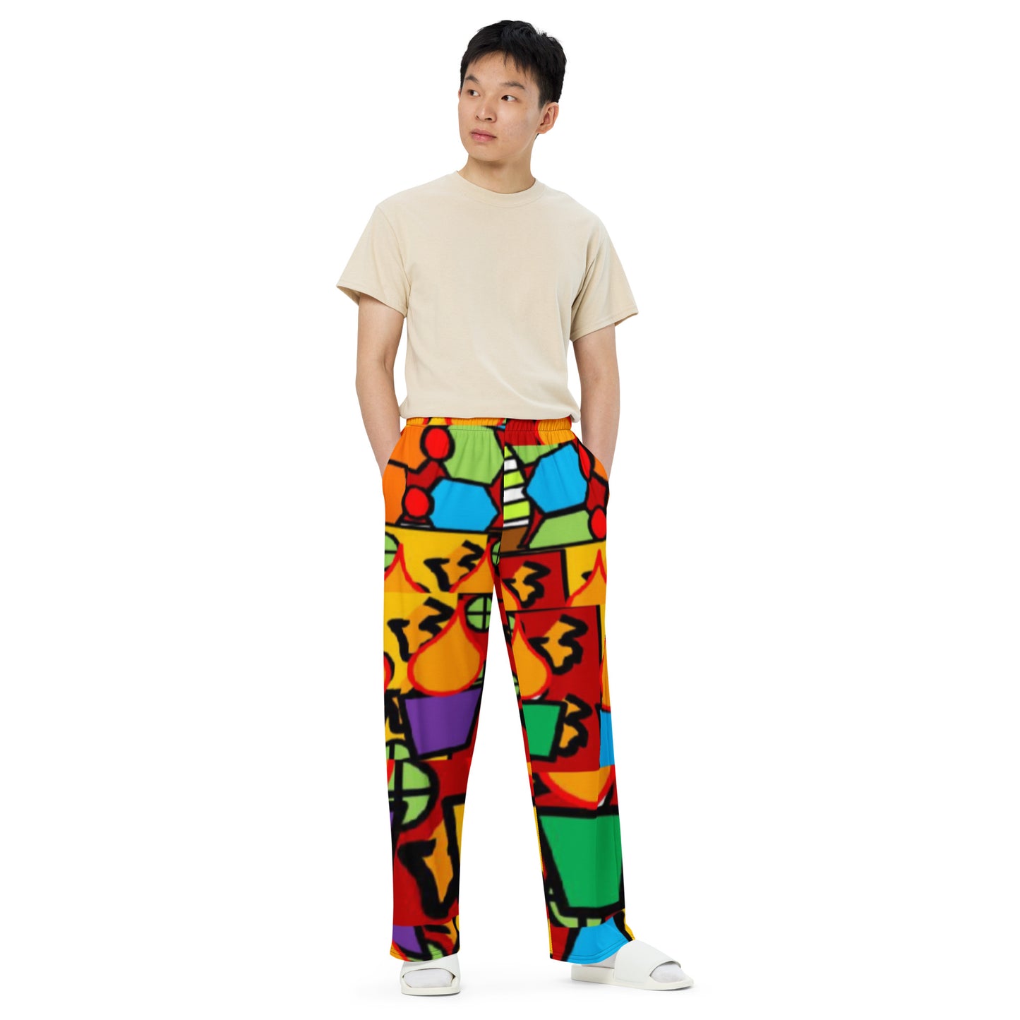 All-over print unisex wide-leg pants