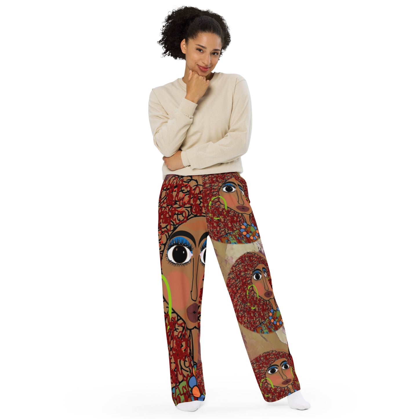 All-over print unisex wide-leg pants