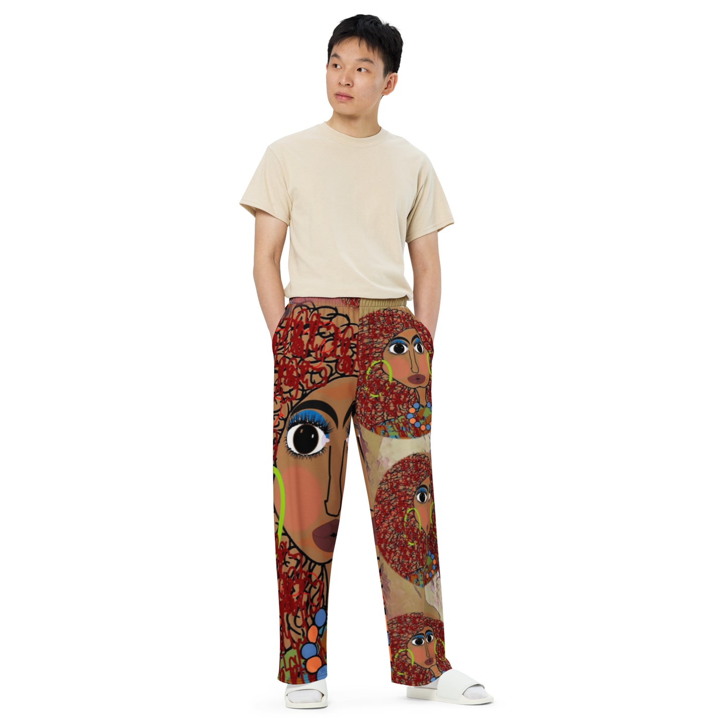 All-over print unisex wide-leg pants