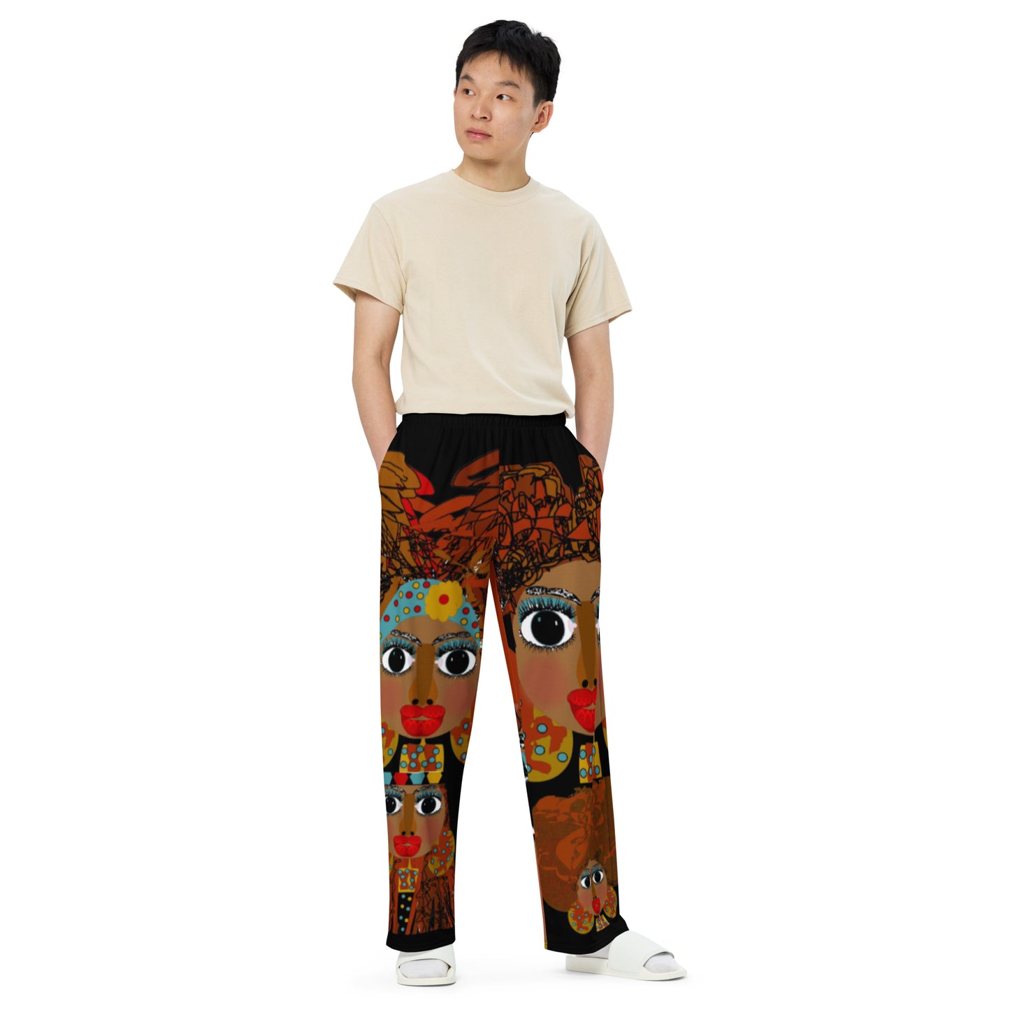 All-over print unisex wide-leg pants