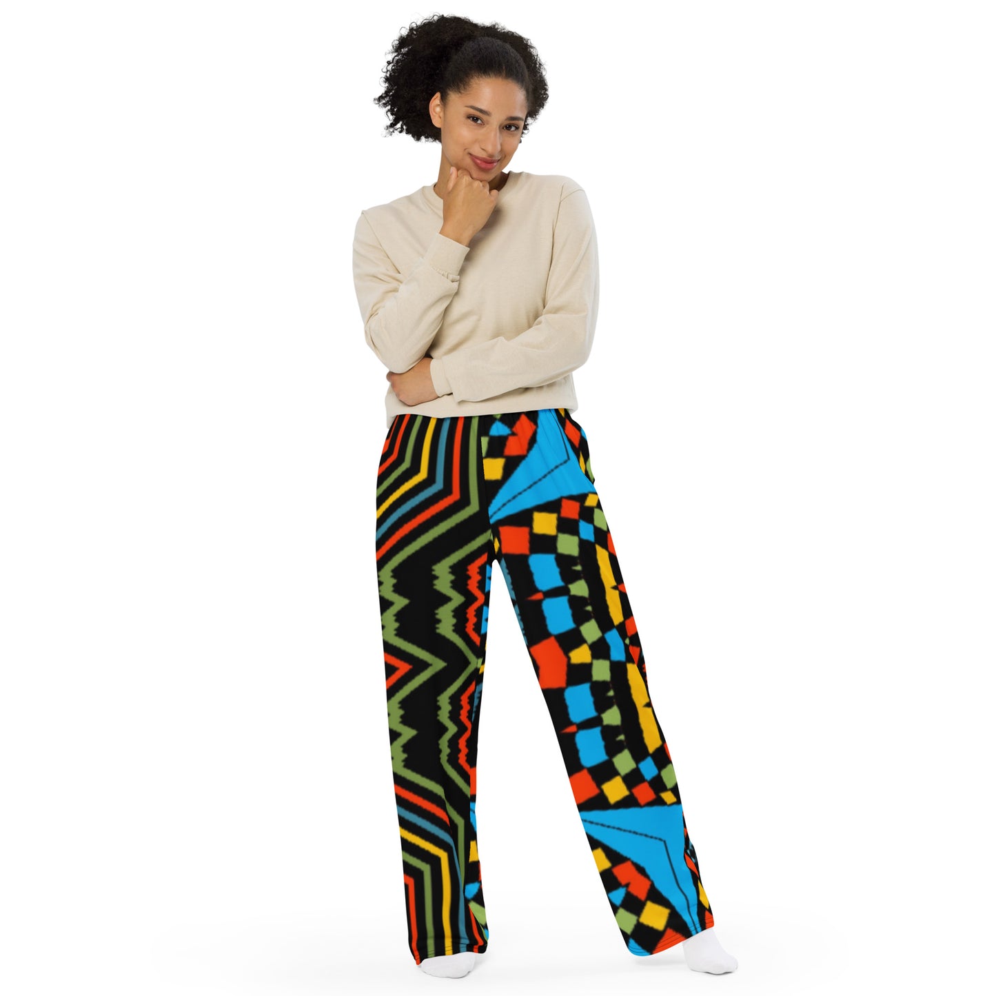 All-over print unisex wide-leg pants