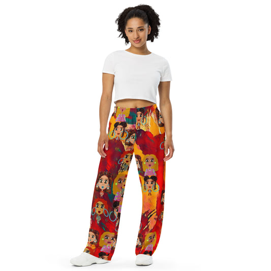 All-over print unisex wide-leg pants