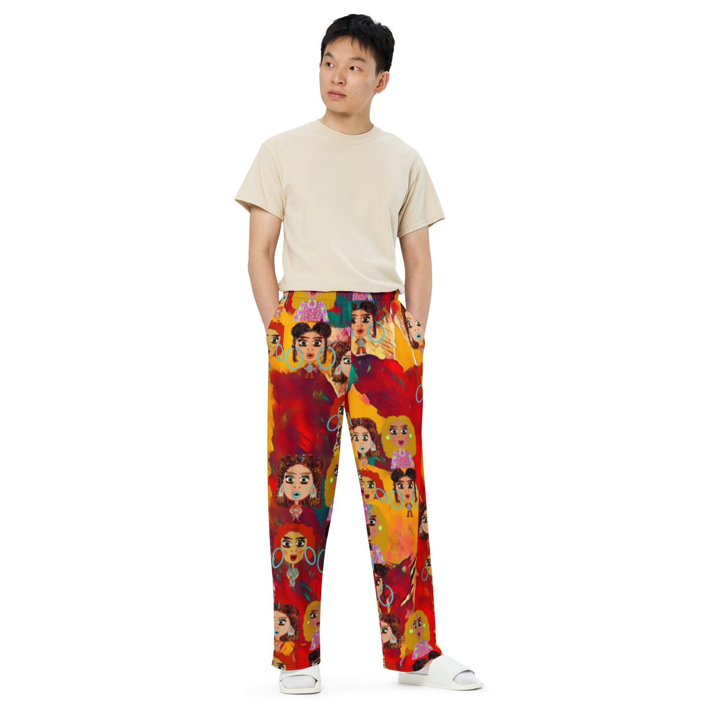 All-over print unisex wide-leg pants