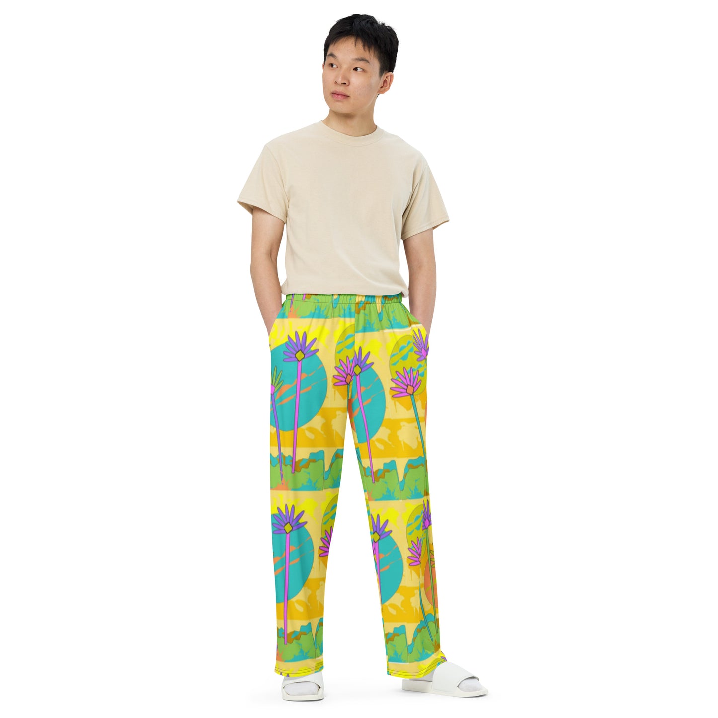 All-over print unisex wide-leg pants