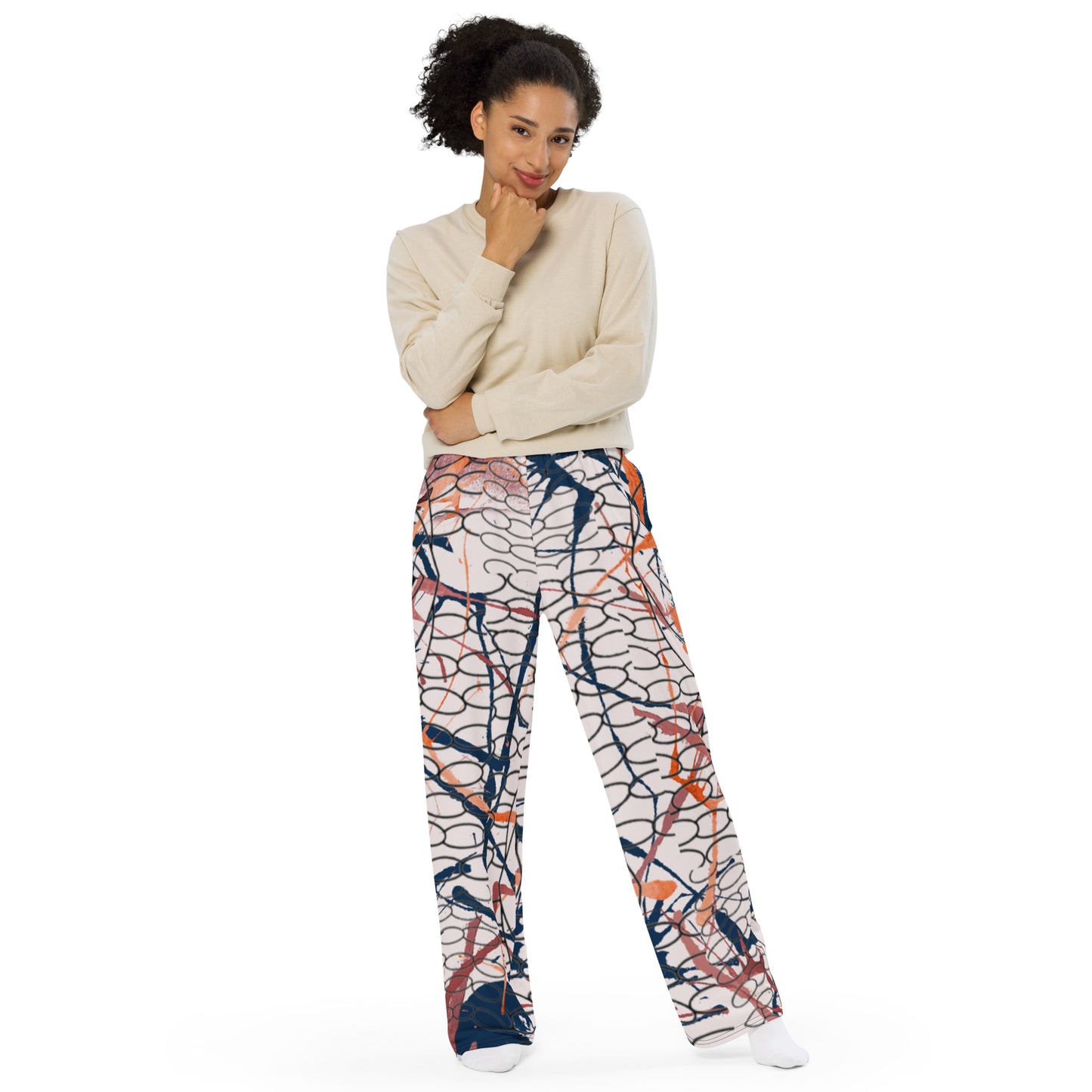 All-over print unisex wide-leg pants