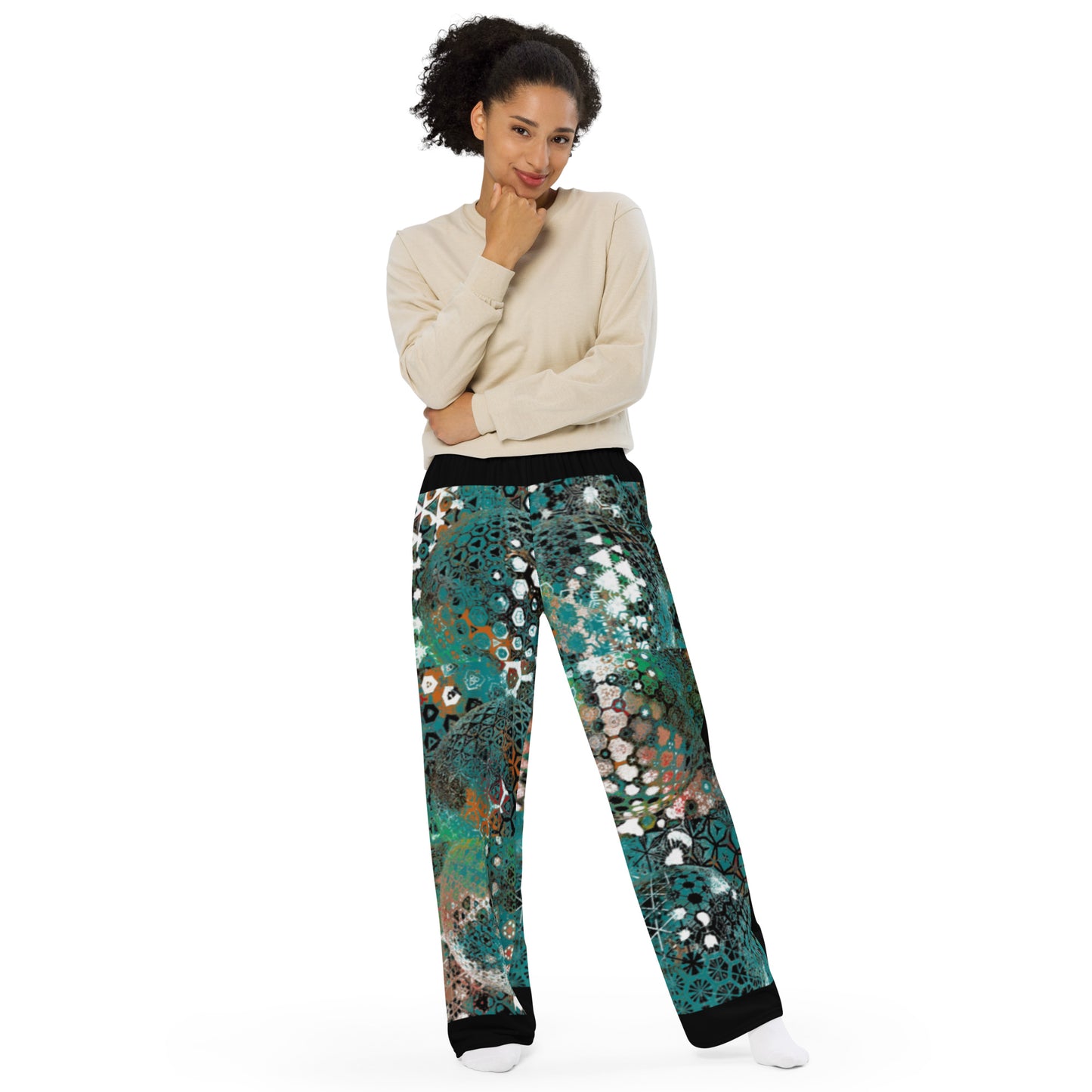 All-over print unisex wide-leg pants