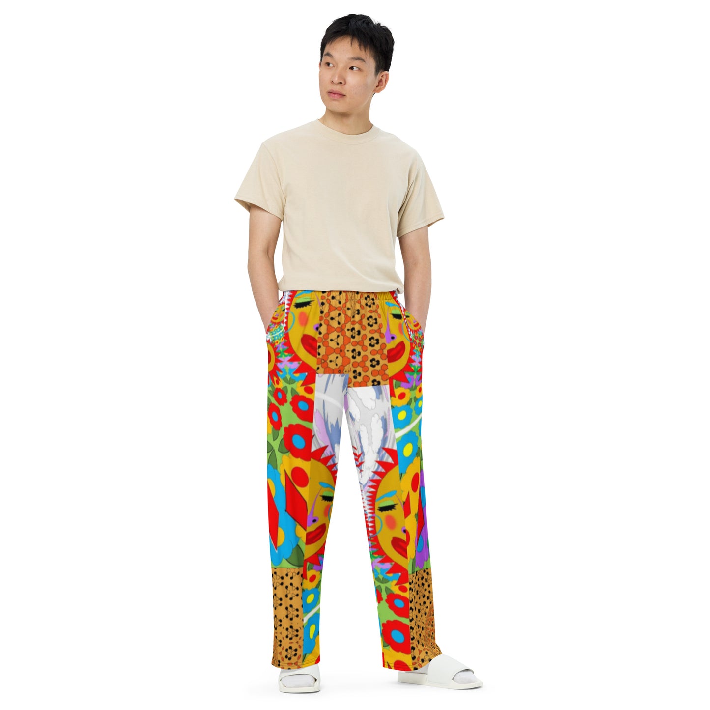 All-over print unisex wide-leg pants