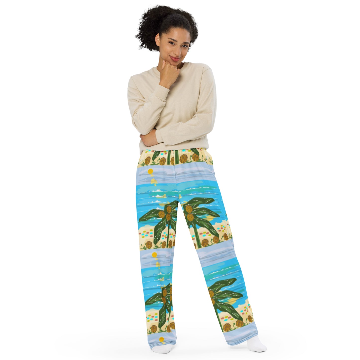 All-over print unisex wide-leg pants