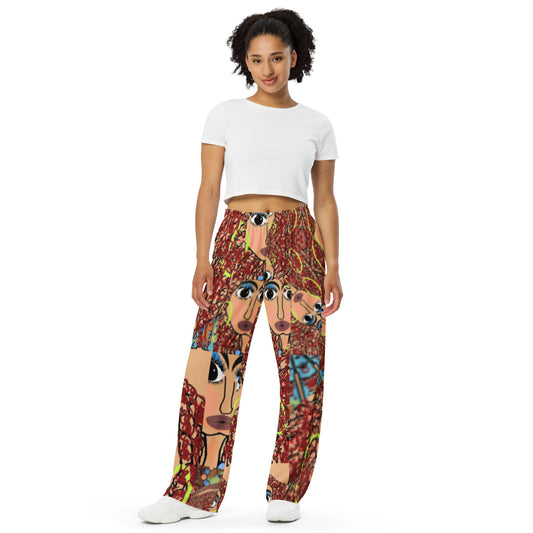 All-over print unisex wide-leg pants