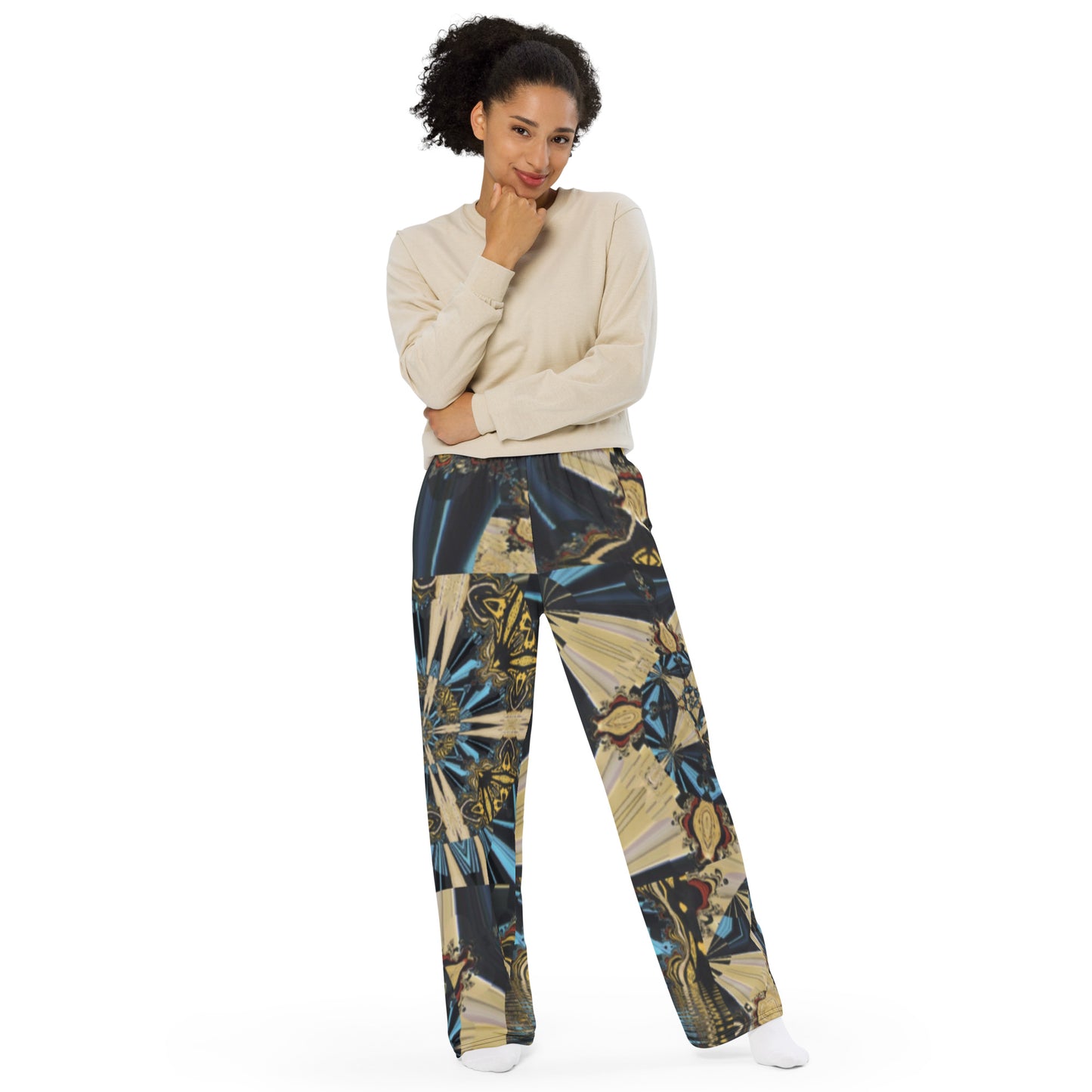 All-over print unisex wide-leg pants