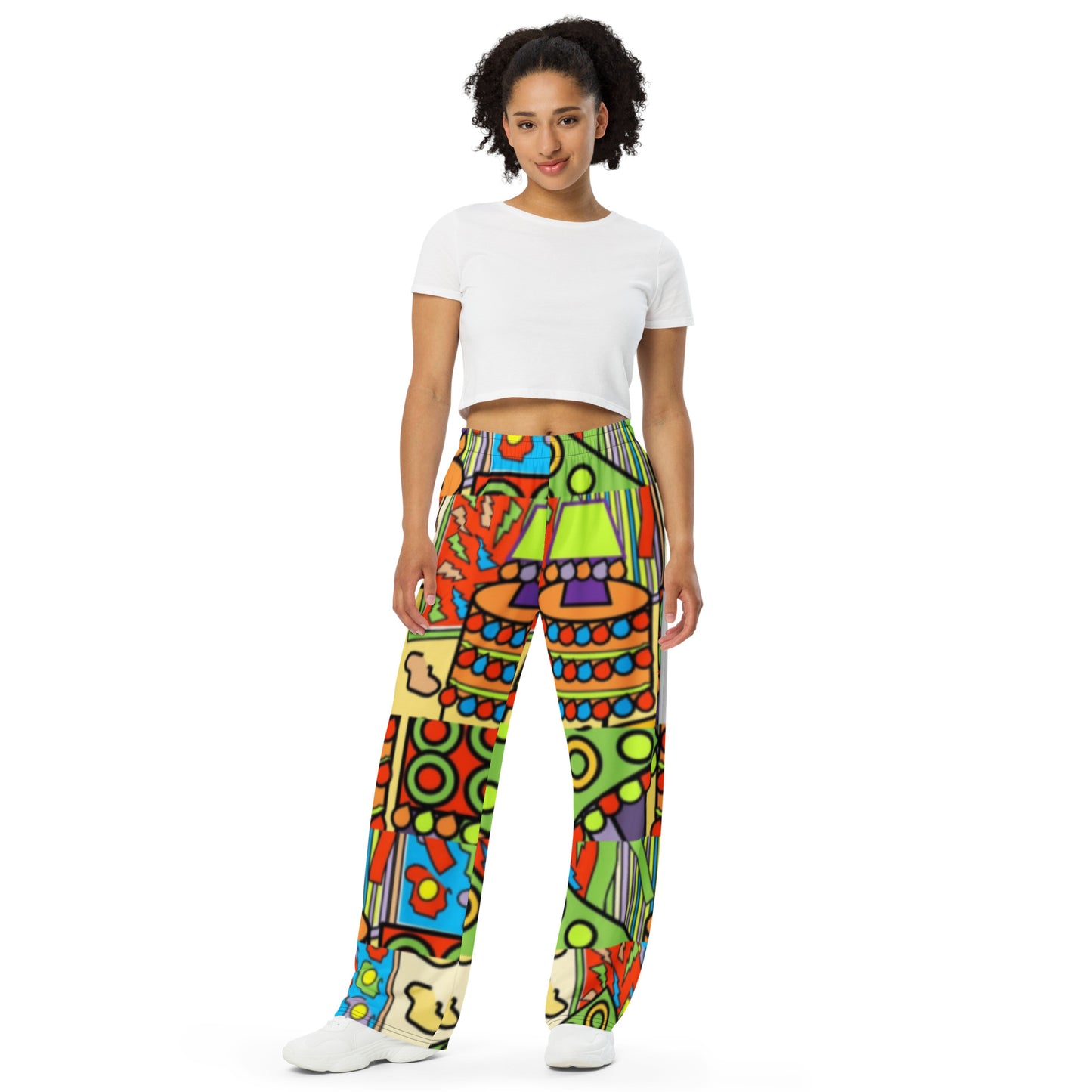 All-over print unisex wide-leg pants